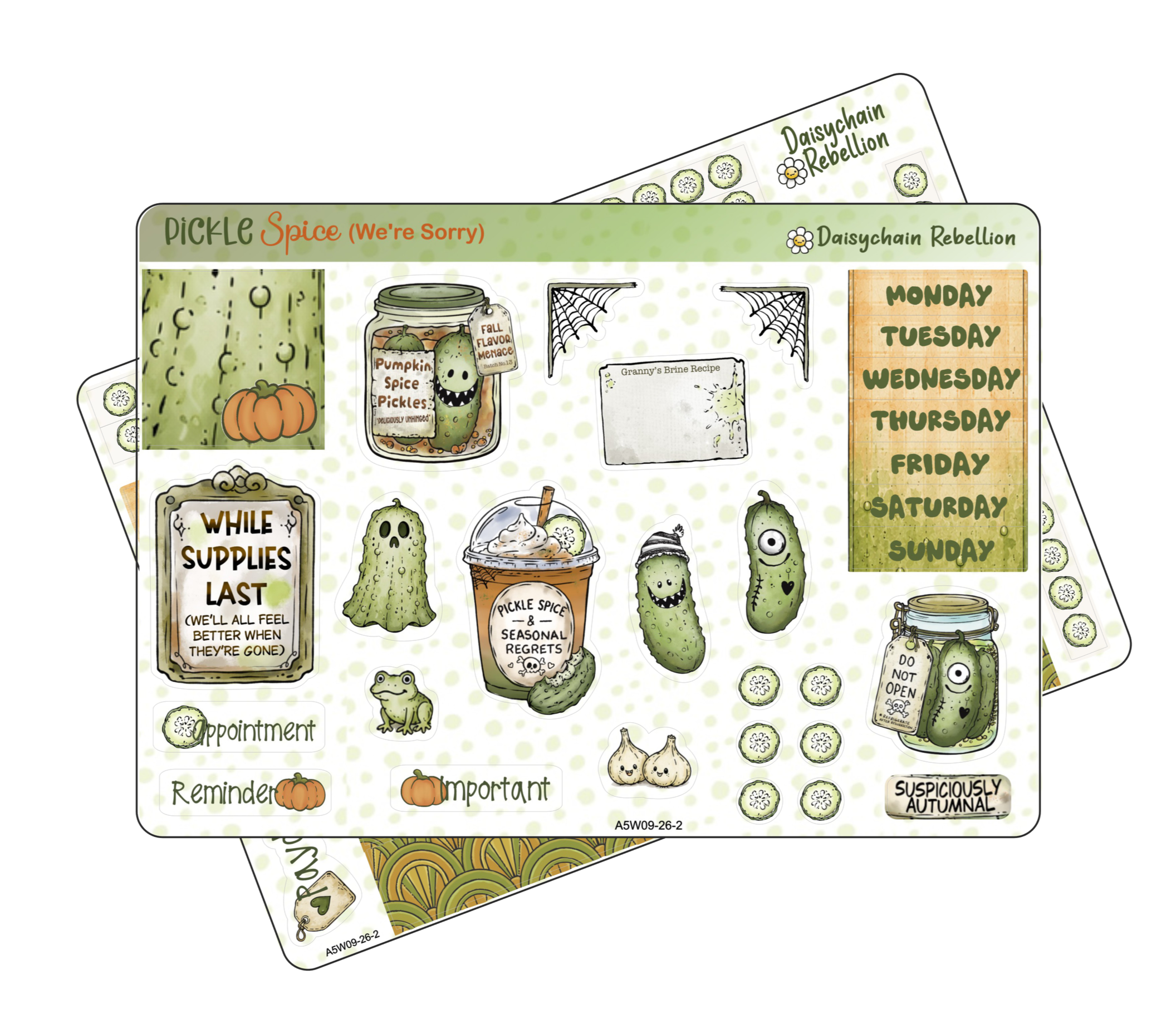 Pickle Spice A5 Weekly Planner Sticker Kit