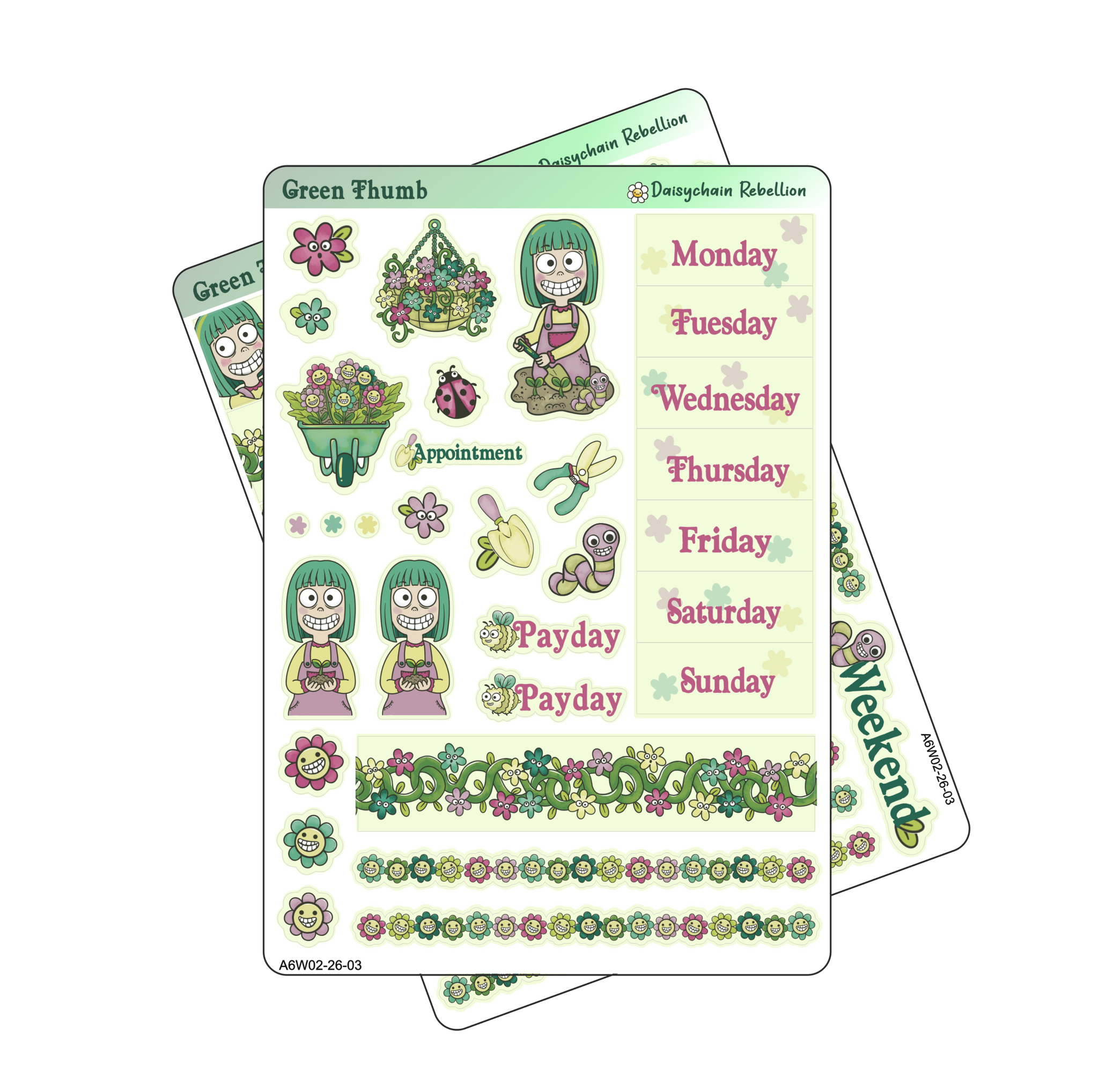 Green Thumb Petite (A6) Weekly Sticker Kit