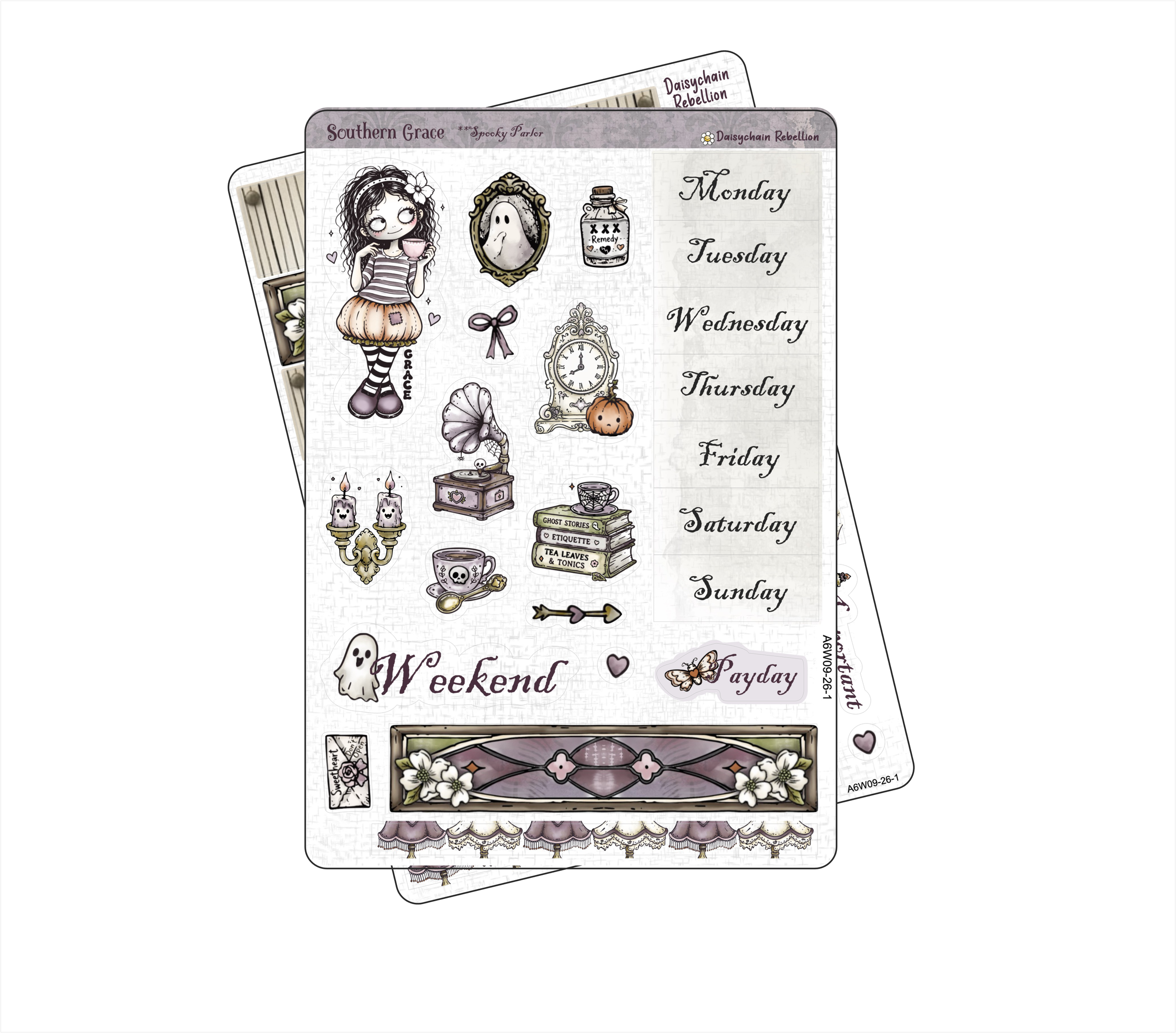 Southern Grace ~ Spooky Parlor Petite (A6) Weekly Planner Sticker Kit