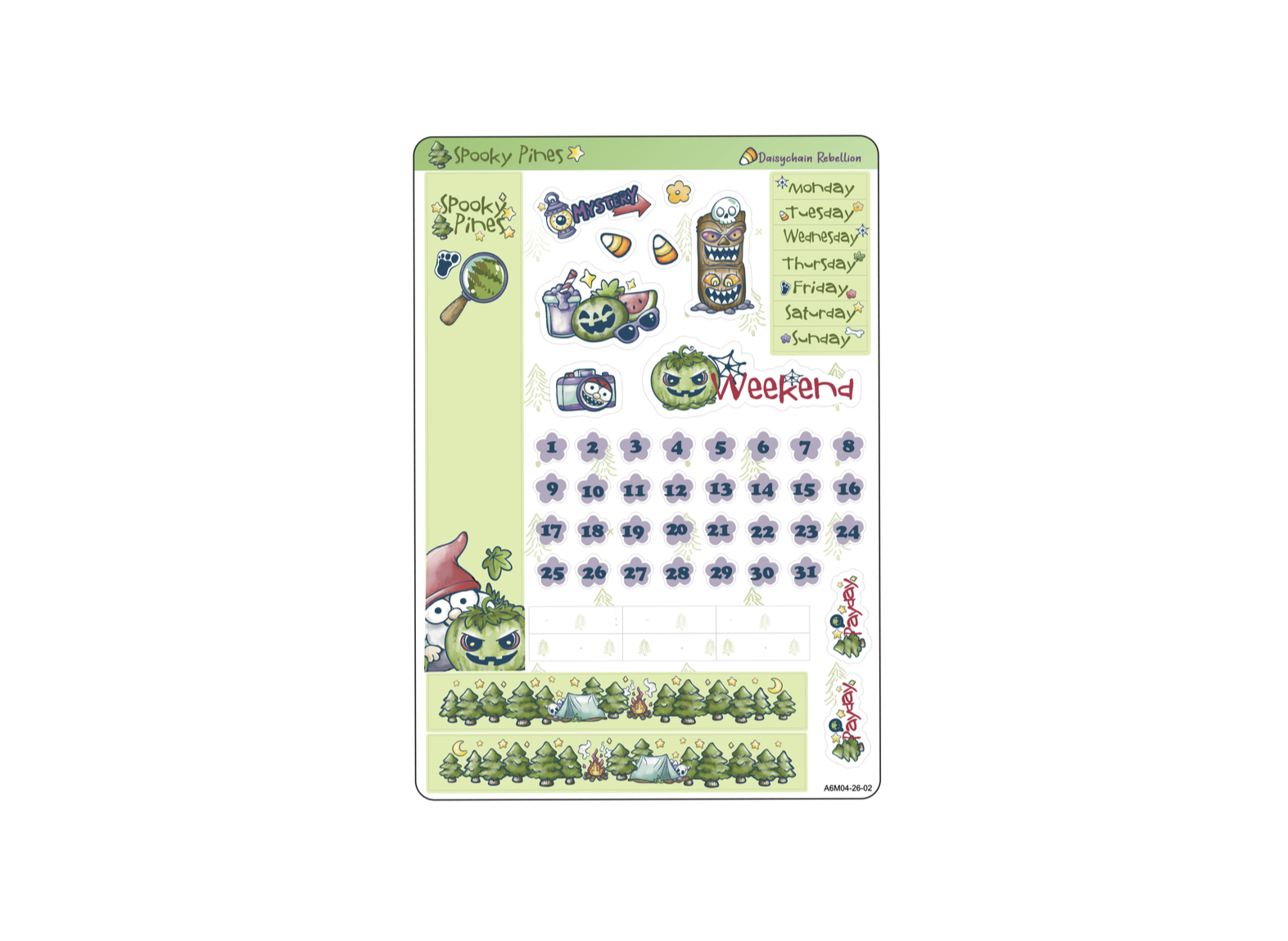 Spooky Pines Petite (A6) Monthly Planner Sticker Kit