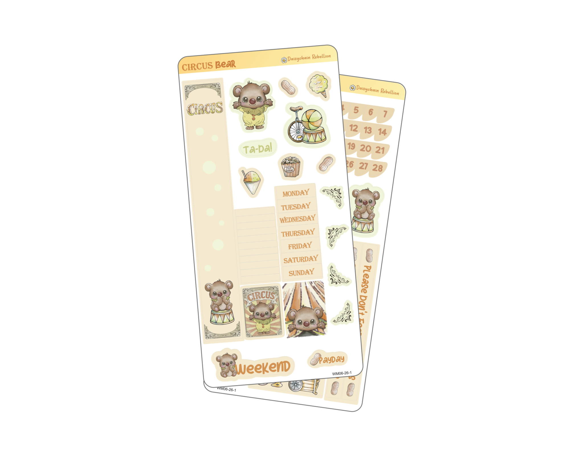 Circus Bear WEEKS Monthly Planner Sticker Kit