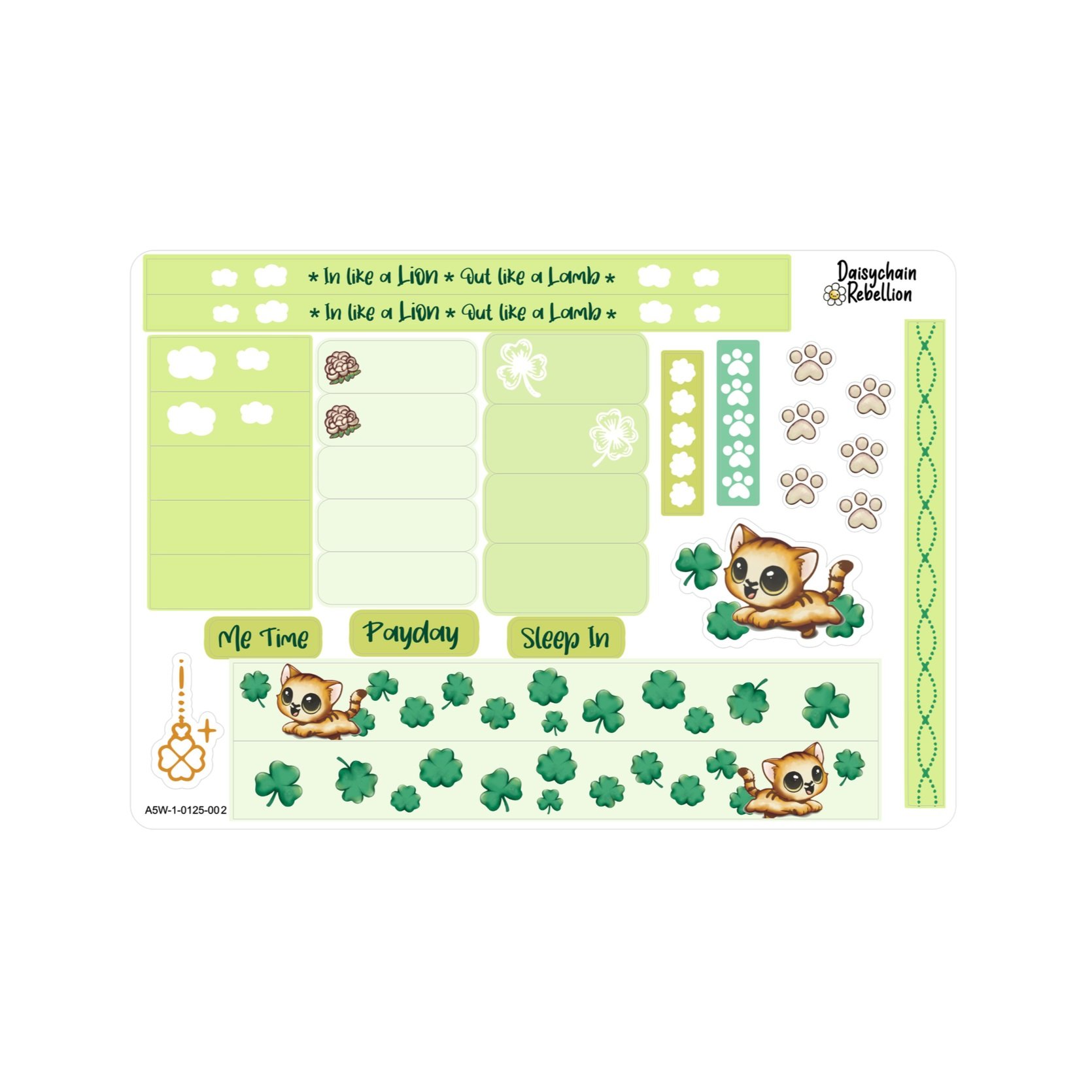 Sticker sheets featuring cute cats with a Saint Patrick's Day theme