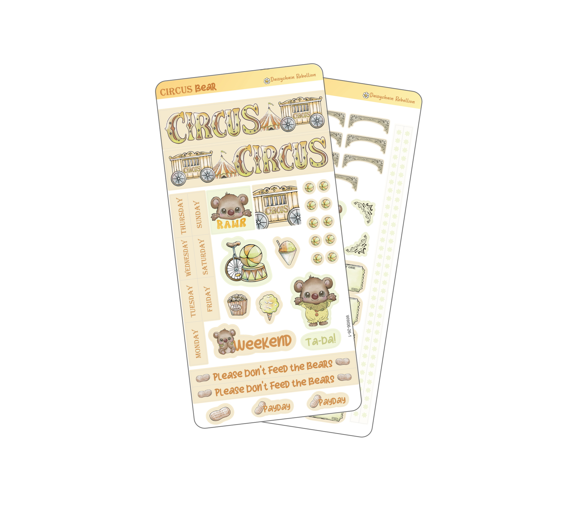 Circus Bear WEEKS Weekly Planner Sticker Kit