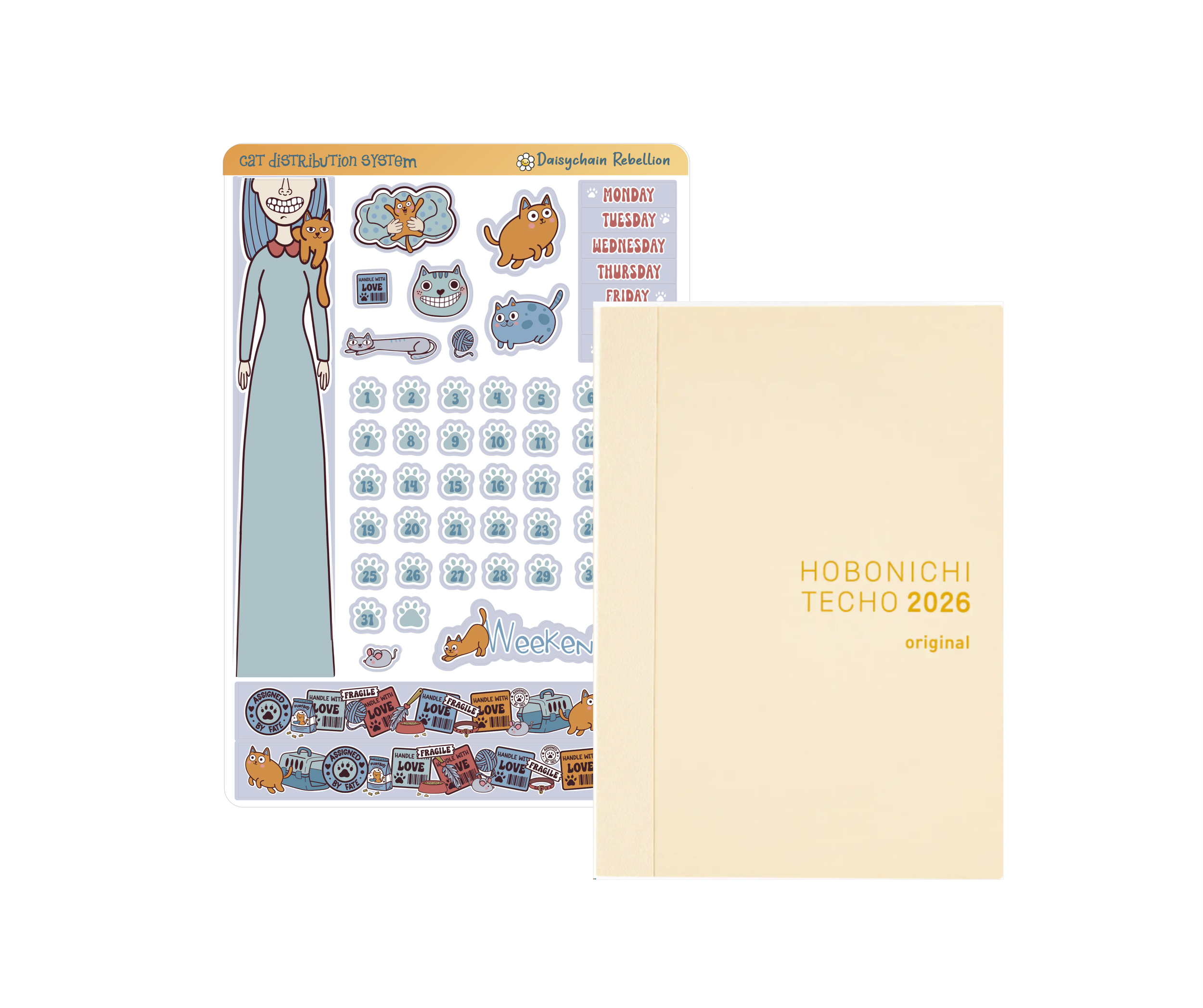 Cat Distribution System Petite (A6) Monthly Sticker Kit
