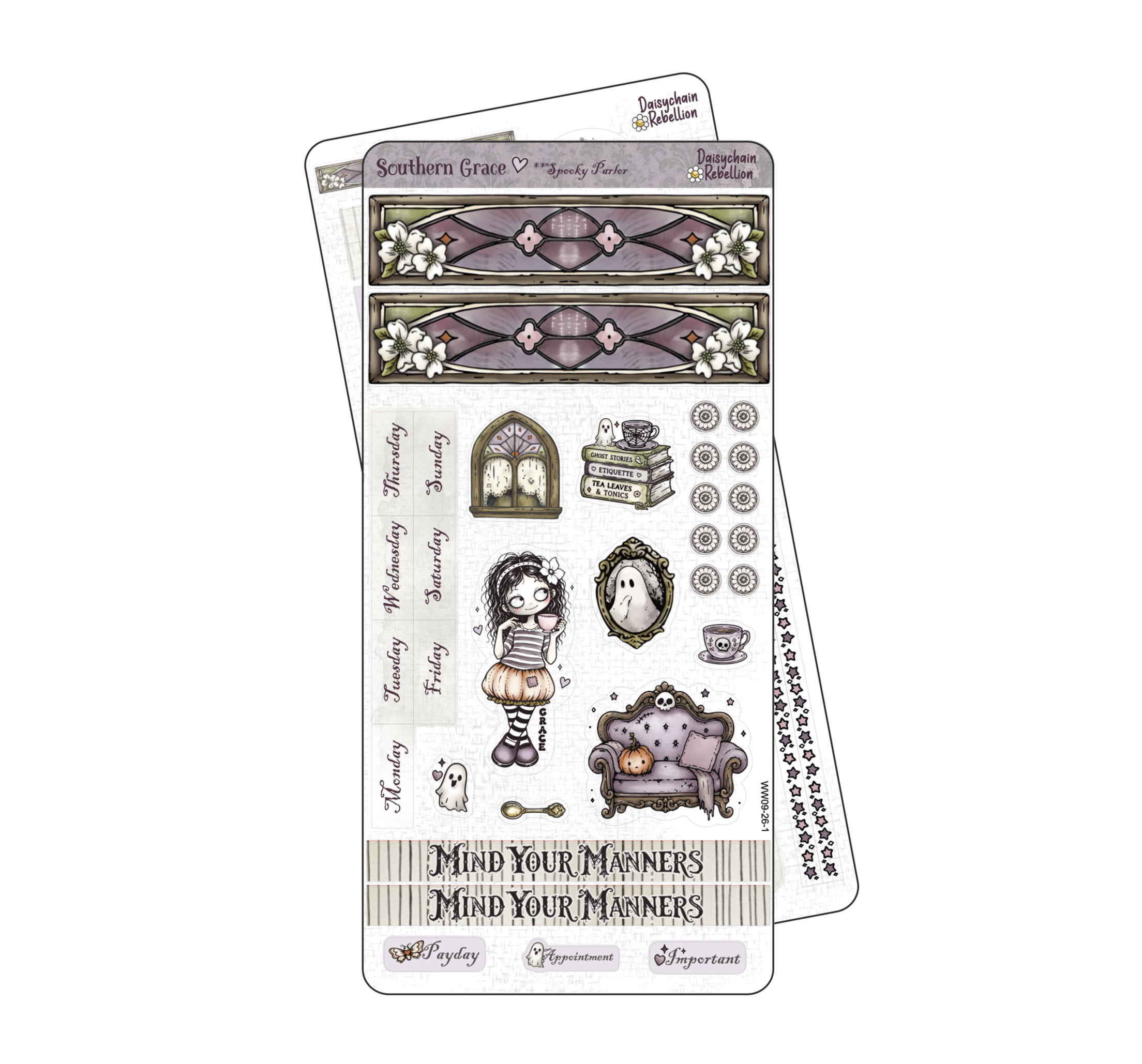 Southern Grace ~ Spooky Parlor WEEKS Weekly Planner Sticker Kit