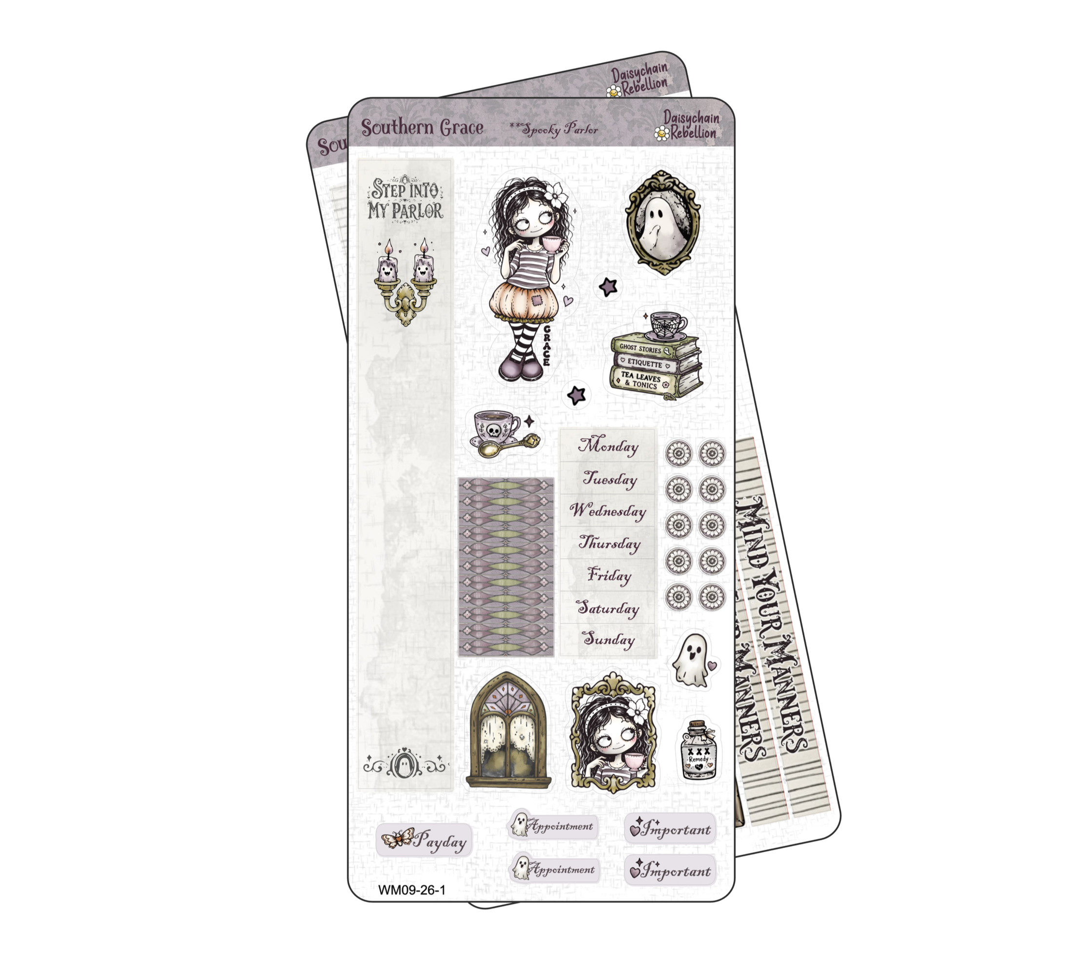 Southern Grace ~ Spooky Parlor WEEKS Monthly Planner Sticker Kit