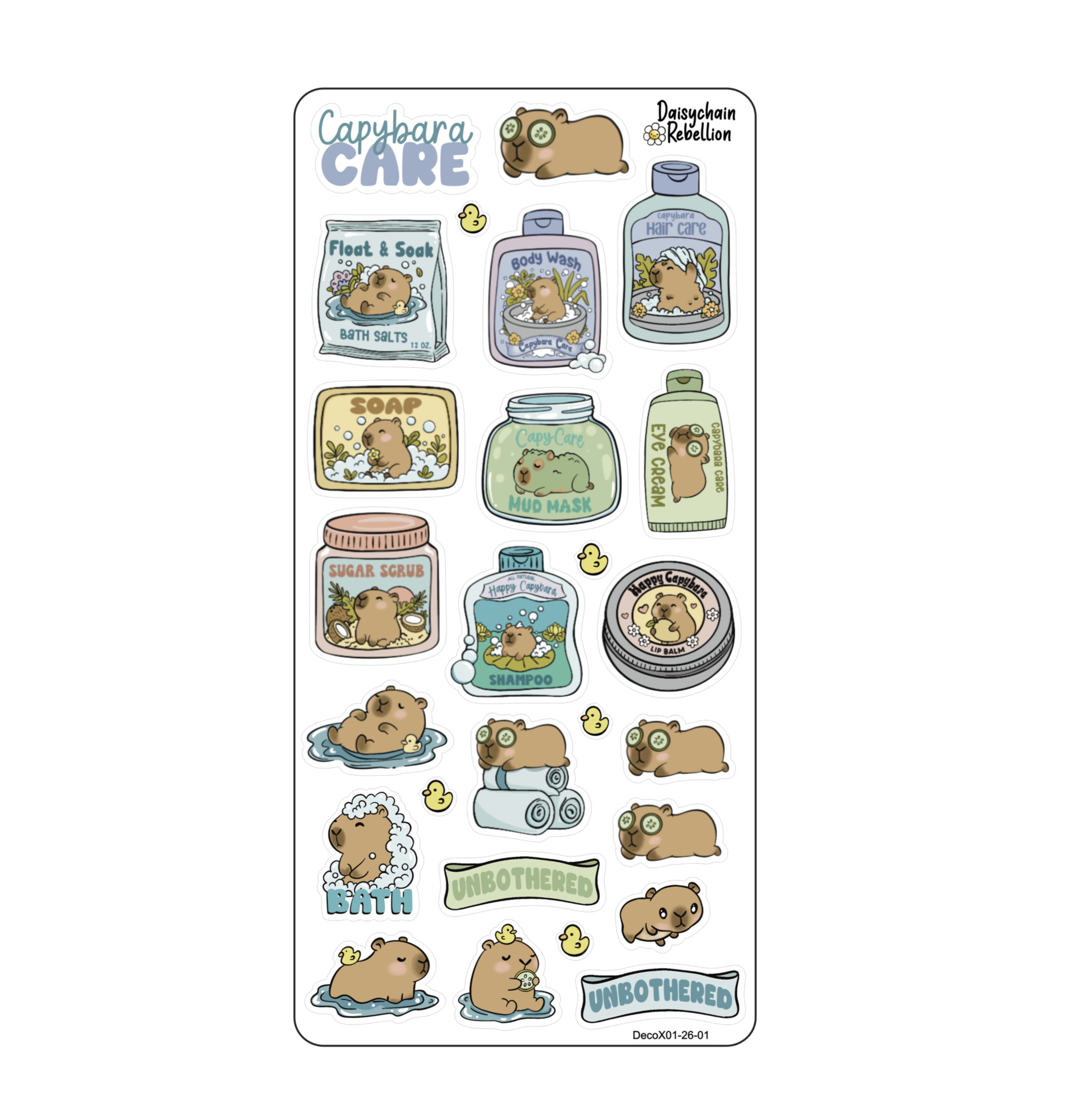 Capybara Care Journaling Deco Sticker Sheet