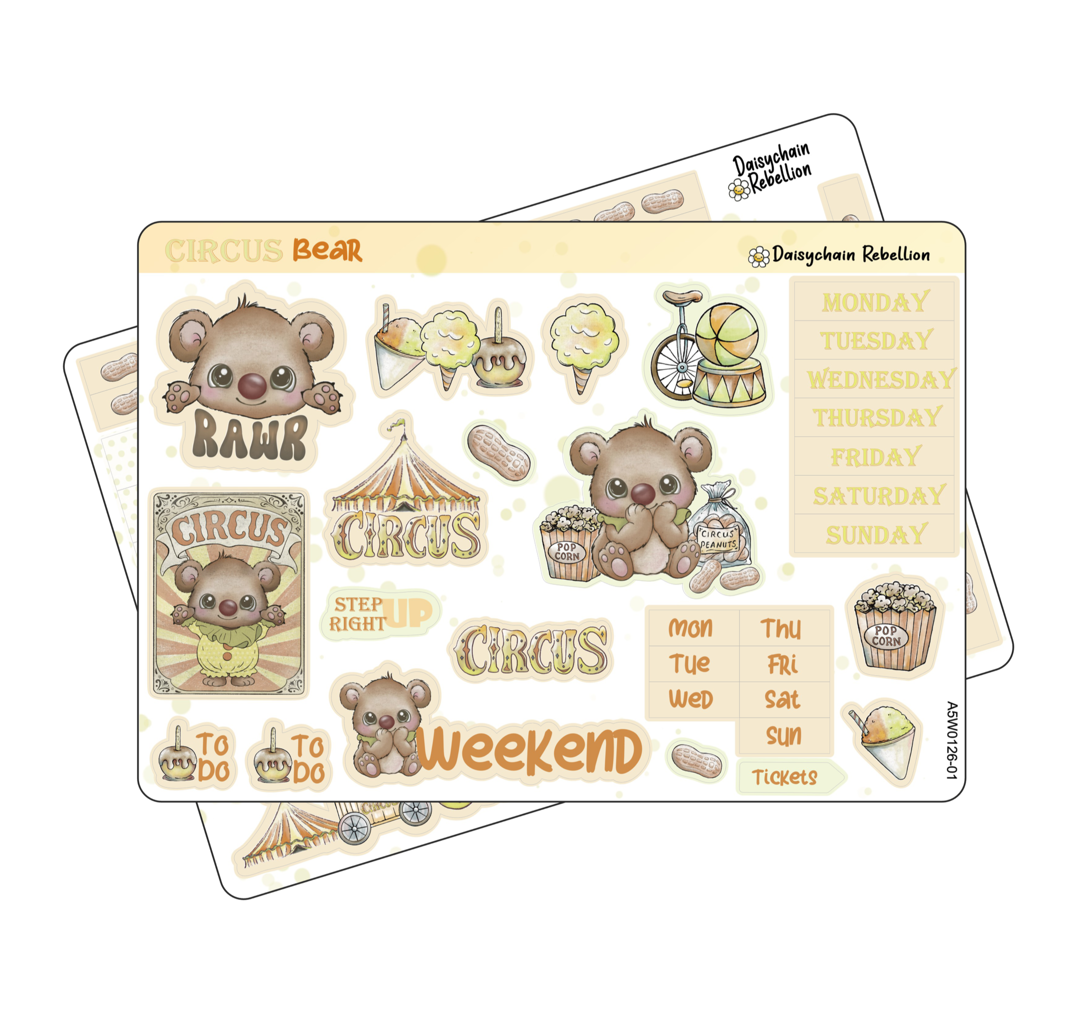 Circus Bear A5 Weekly Planner Sticker Kit