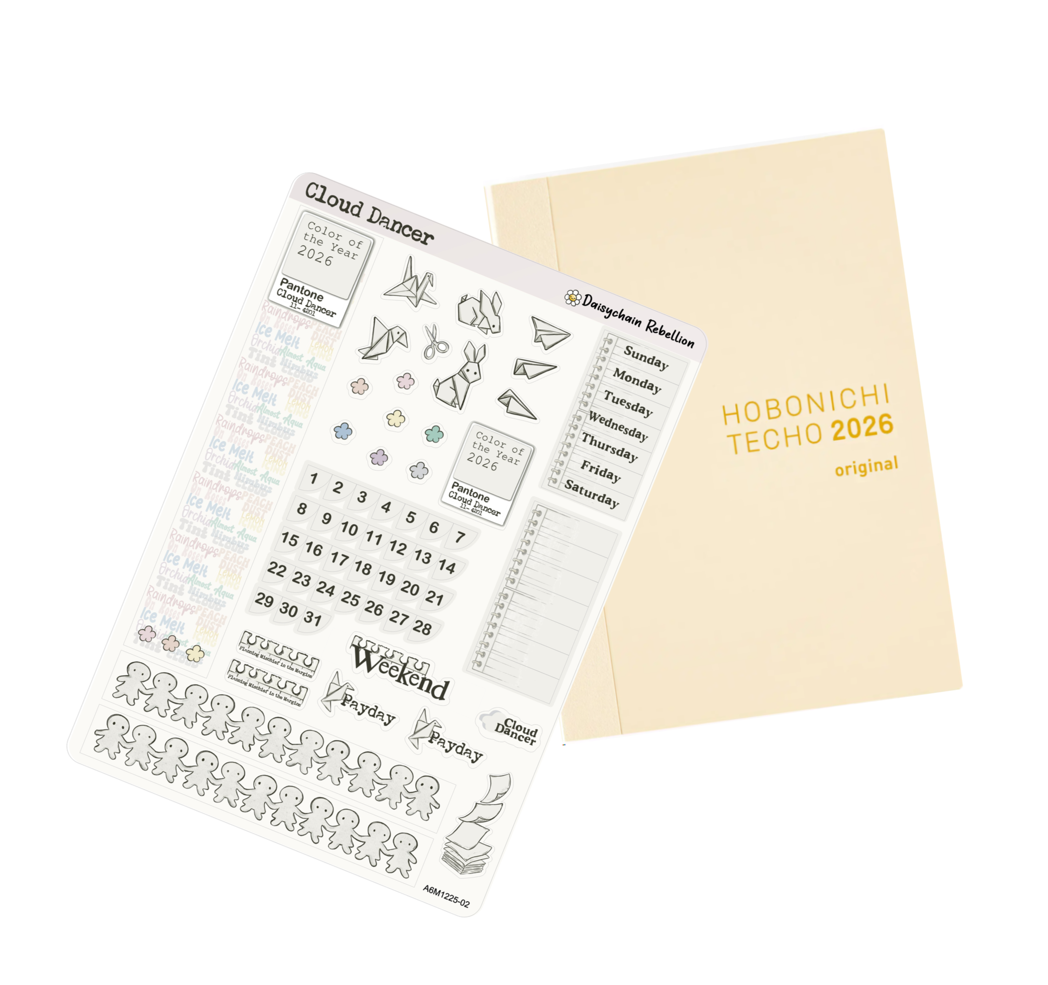 Cloud Dancer PETITE (A6) MONTHLY Planner Sticker Kit