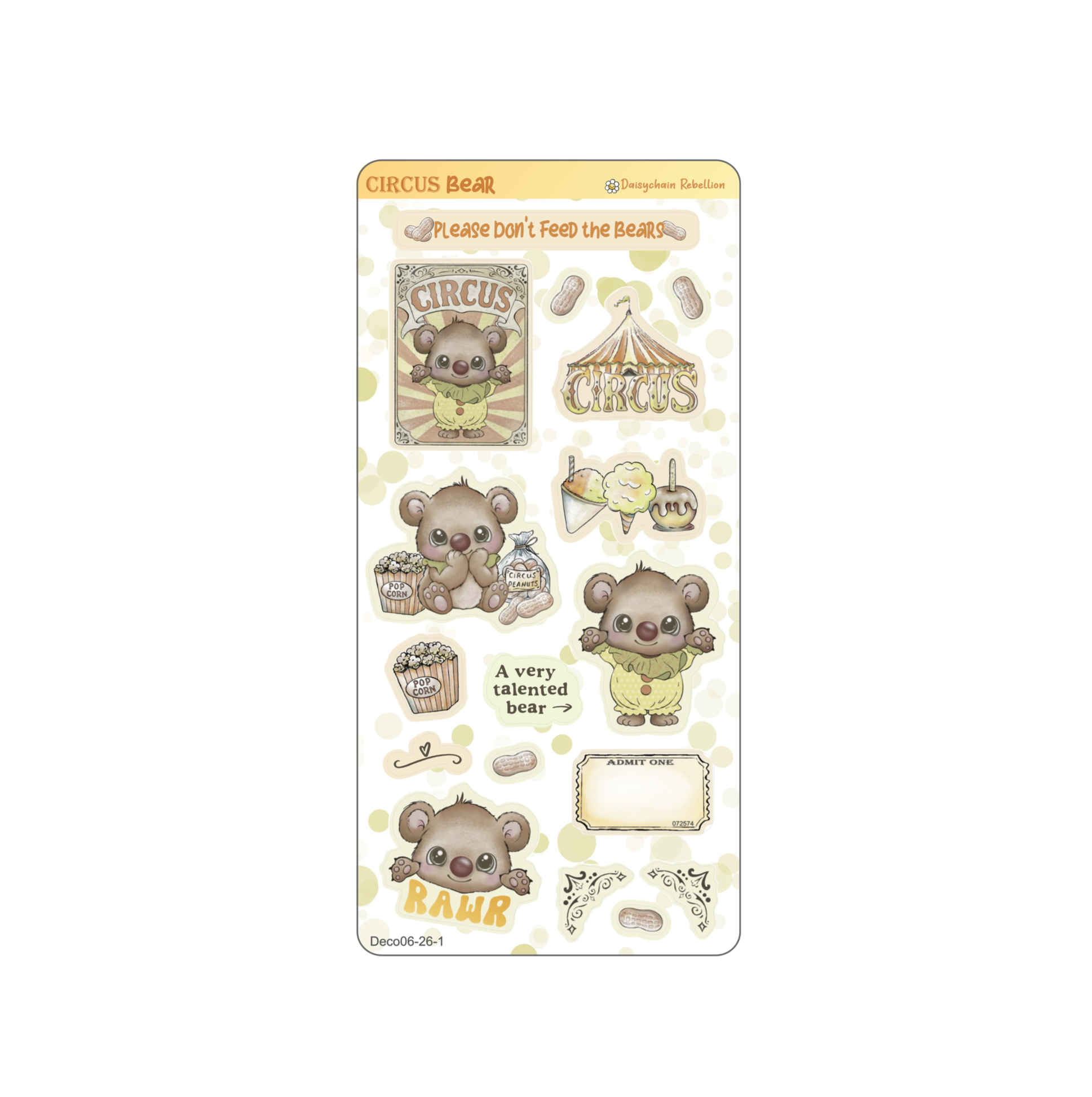 Circus Bear Journaling Deco Sticker Sheet