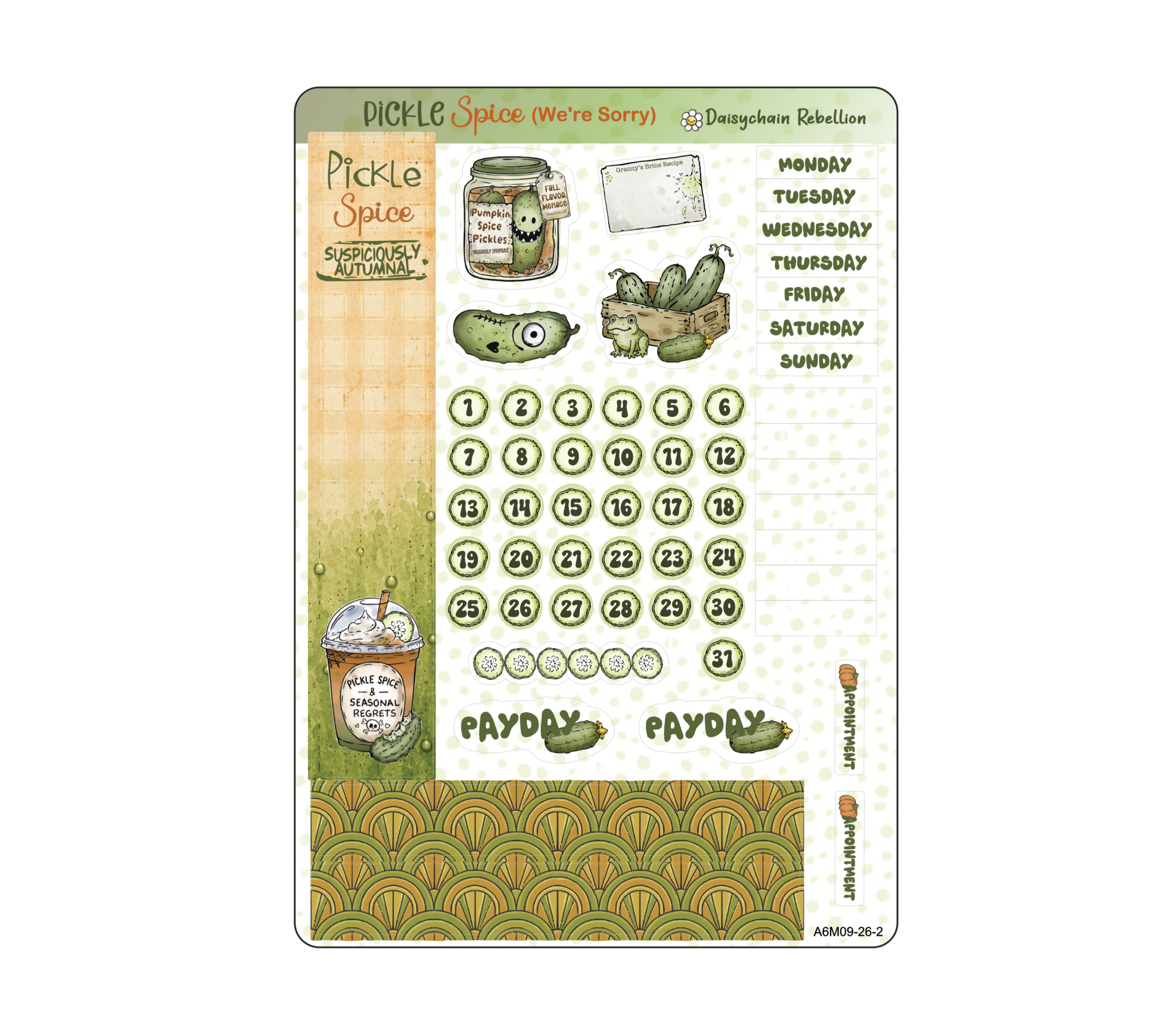 Pickle Spice Petite (A6) Monthly Planner Sticker Kit