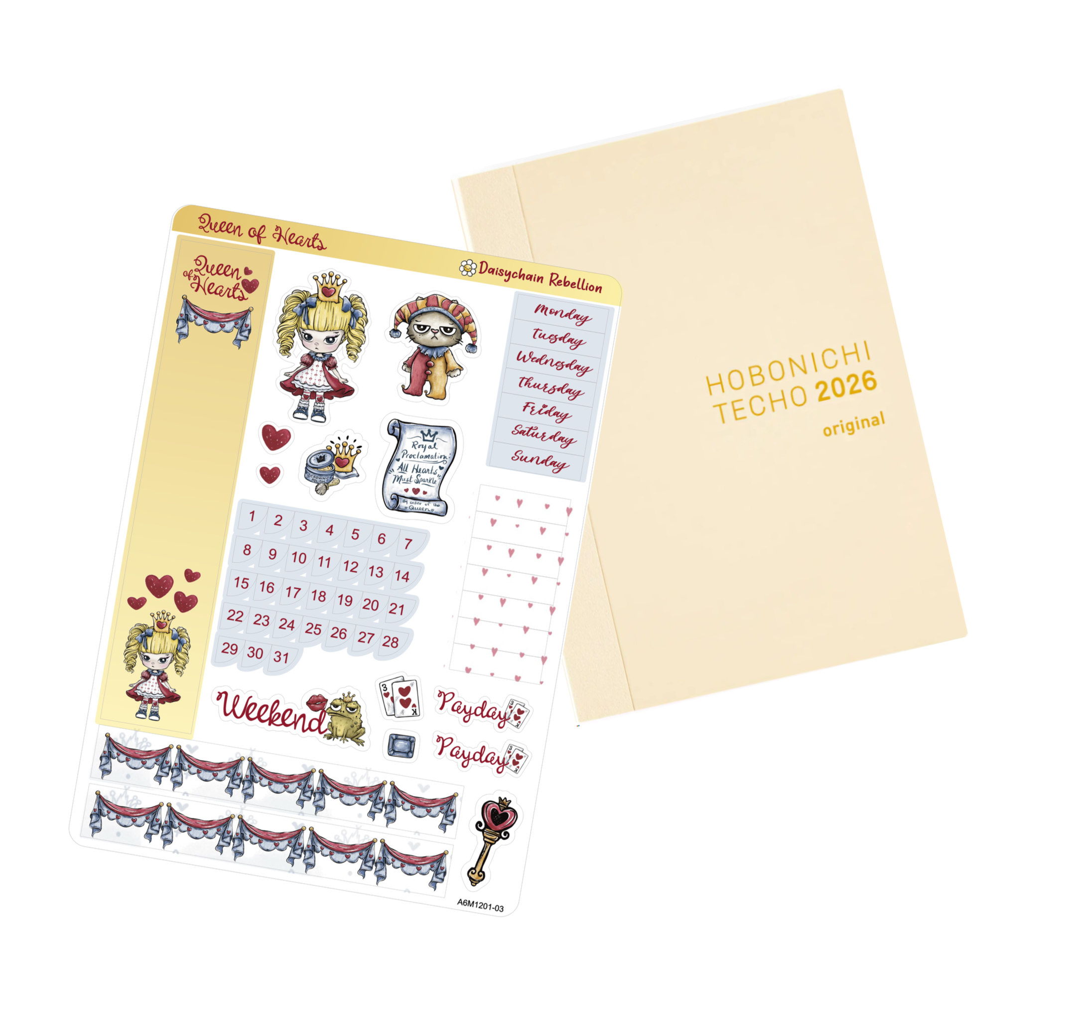 Queen of Hearts PETITE (A6) MONTHLY Planner Sticker Kit