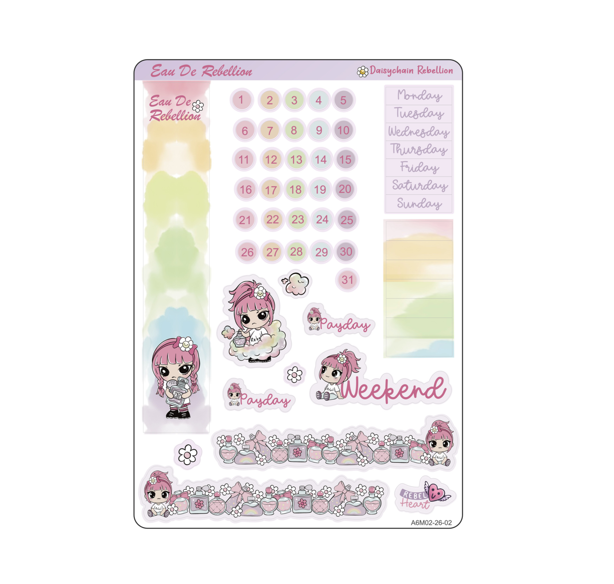 Eau De Rebellion Petite (A6) Monthly Sticker Kit