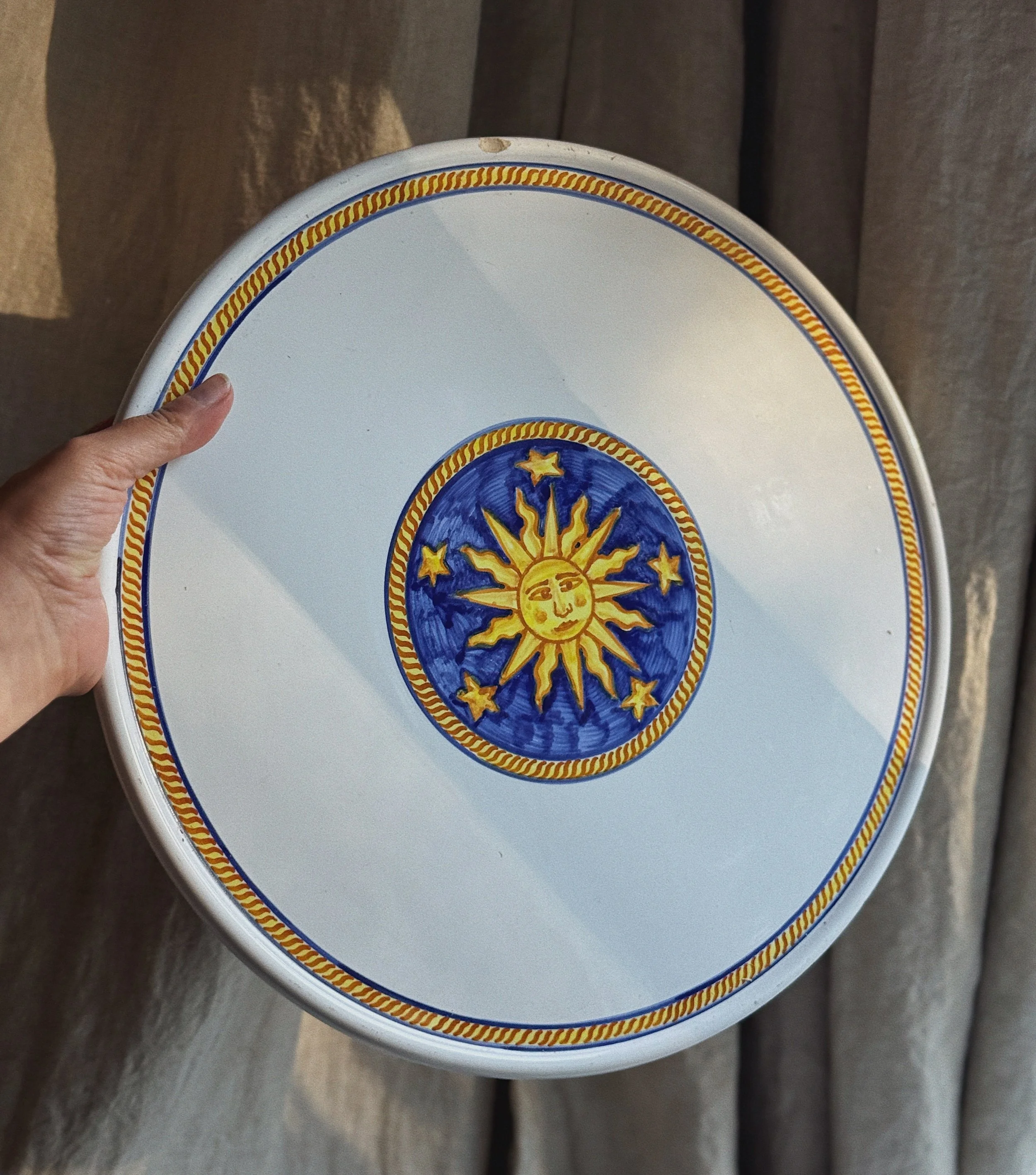 Vintage Mexican Folk Art Pottery Large Plate