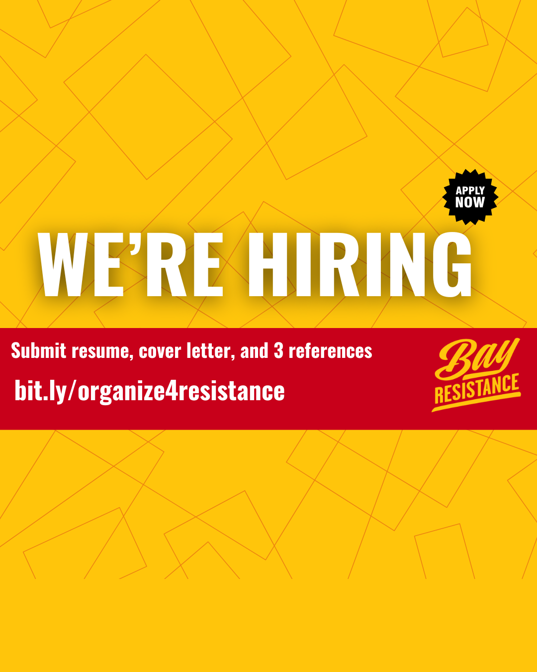 Join Bay Resistance as our Communications Director and Senior Organizer 