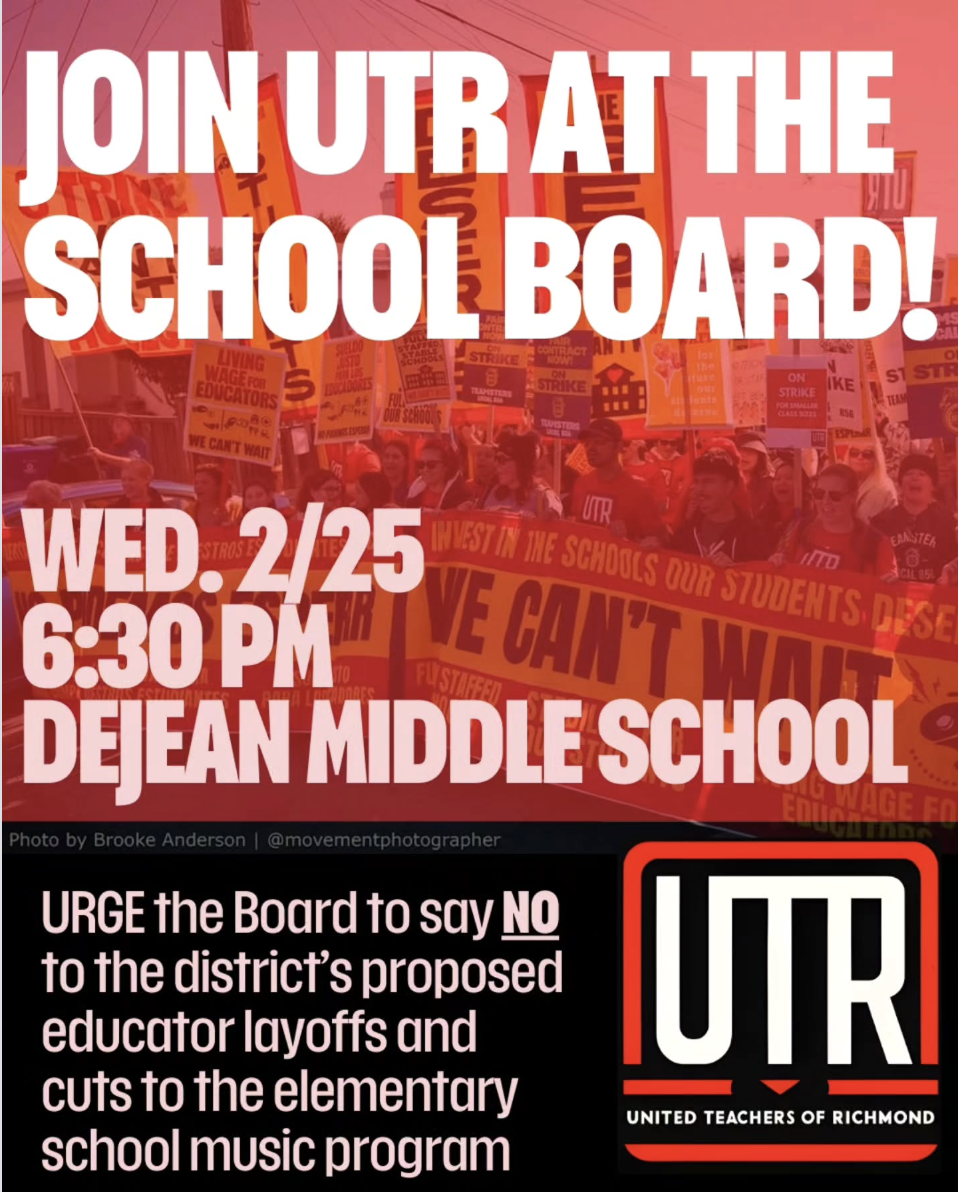 Join United Teachers of Richmond at the School Board