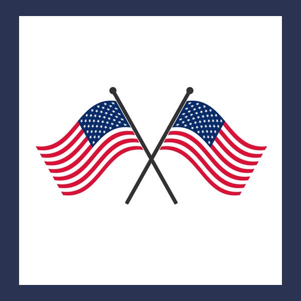Two crossed US flags graphic