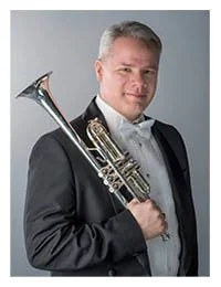 Color photo of Jeff Castle, trumpeter