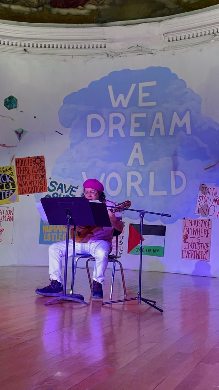 Poet, musician and composer Mario Cancel Bigay performing a piece during one of the events in the "Decolonizing the Conscience" series.
