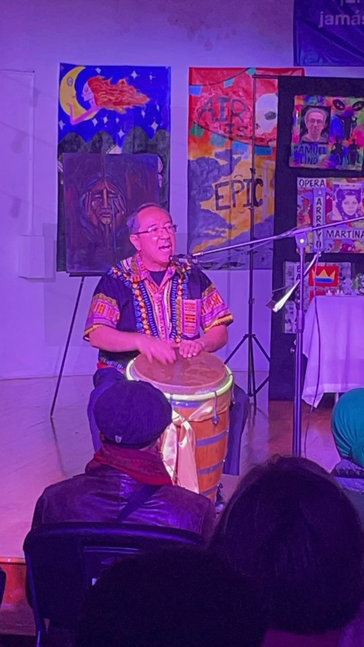 George Oliveras one of our featured performers on his presentation during "Afrocentric Legacies" part of the "Decolonizing the Conscience" series of Encuentros.