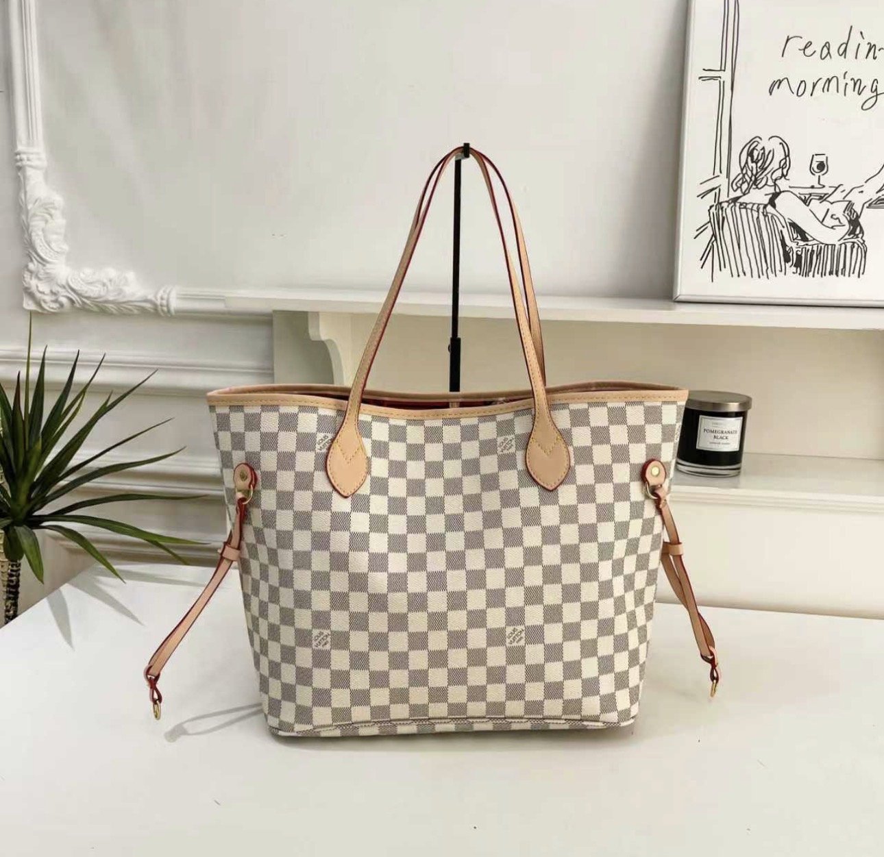 White Checkered Inspired bag