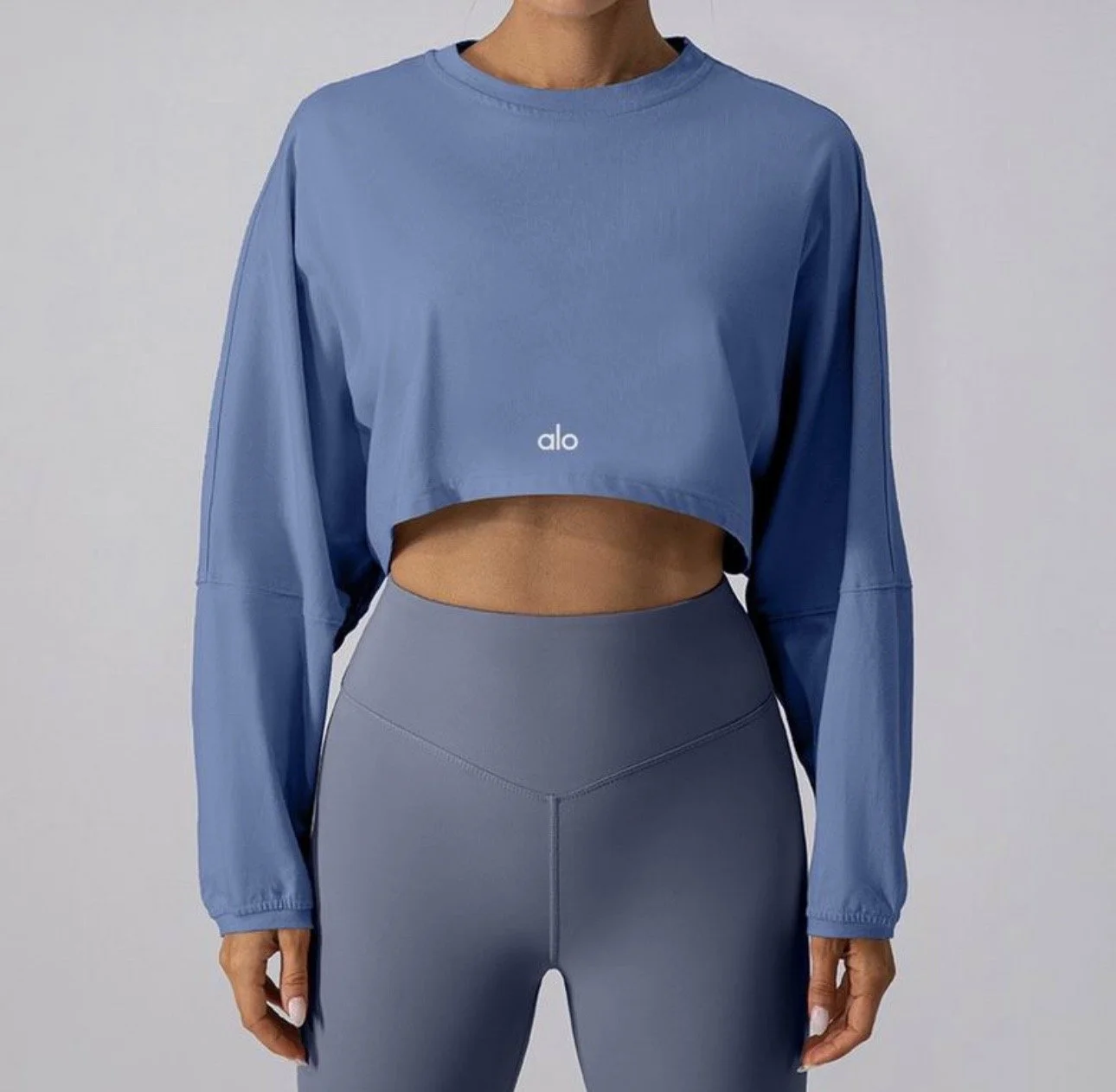 ALO Crop Long Sleeve-Blue