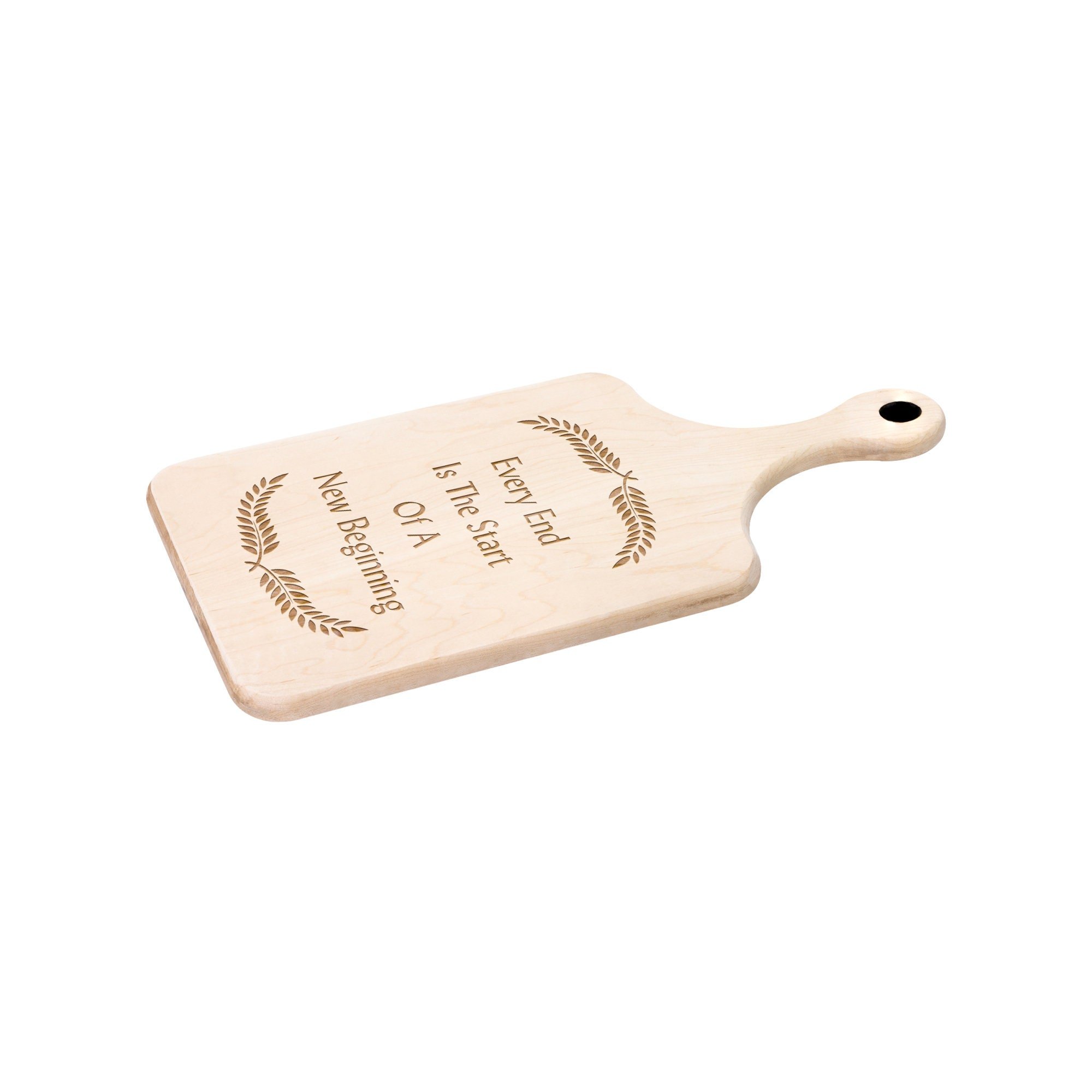 Inspirational quote engraved on maple or walnut cutting board in large or small