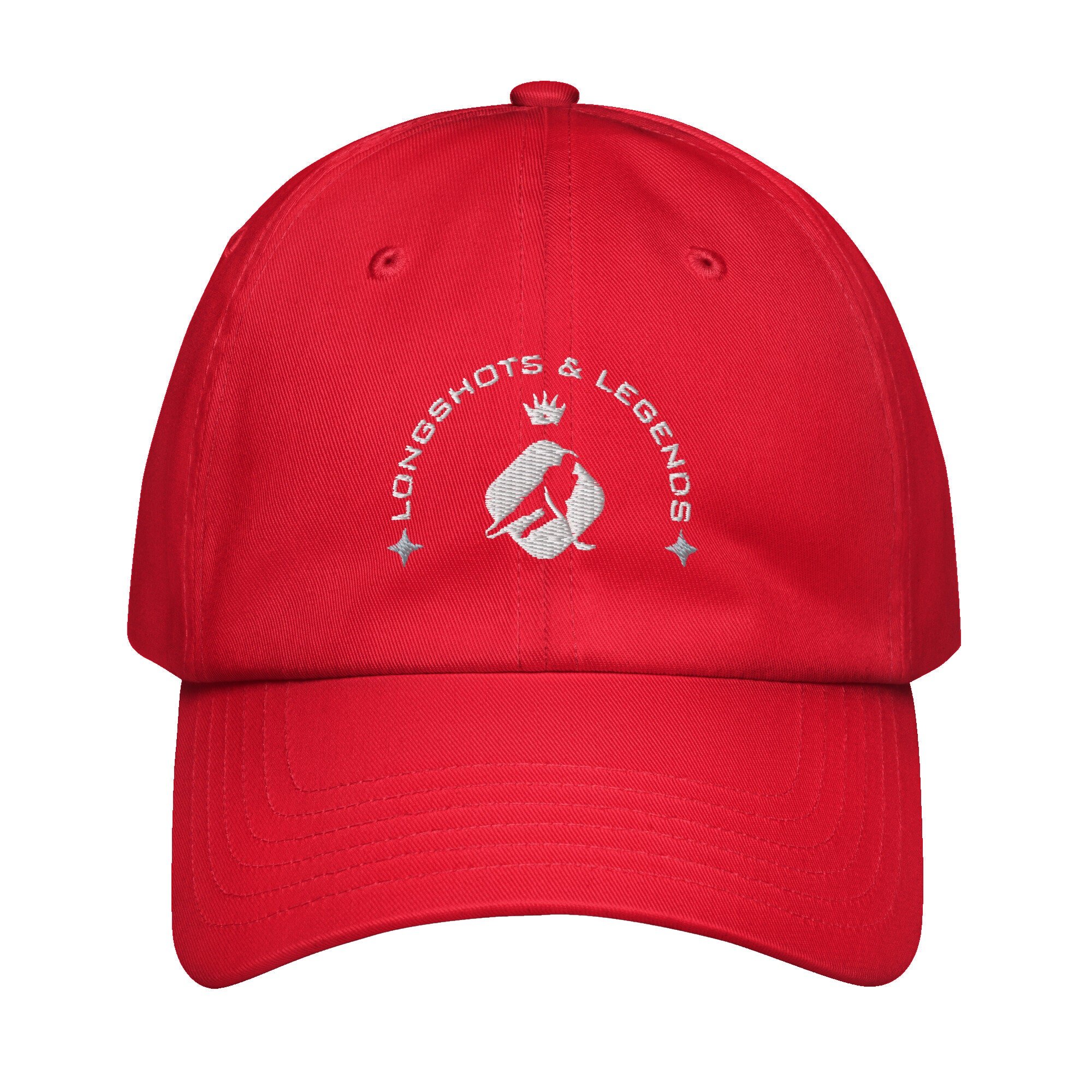 Custom embroidered red under armour hat with hockey design for teams, coaches and players.