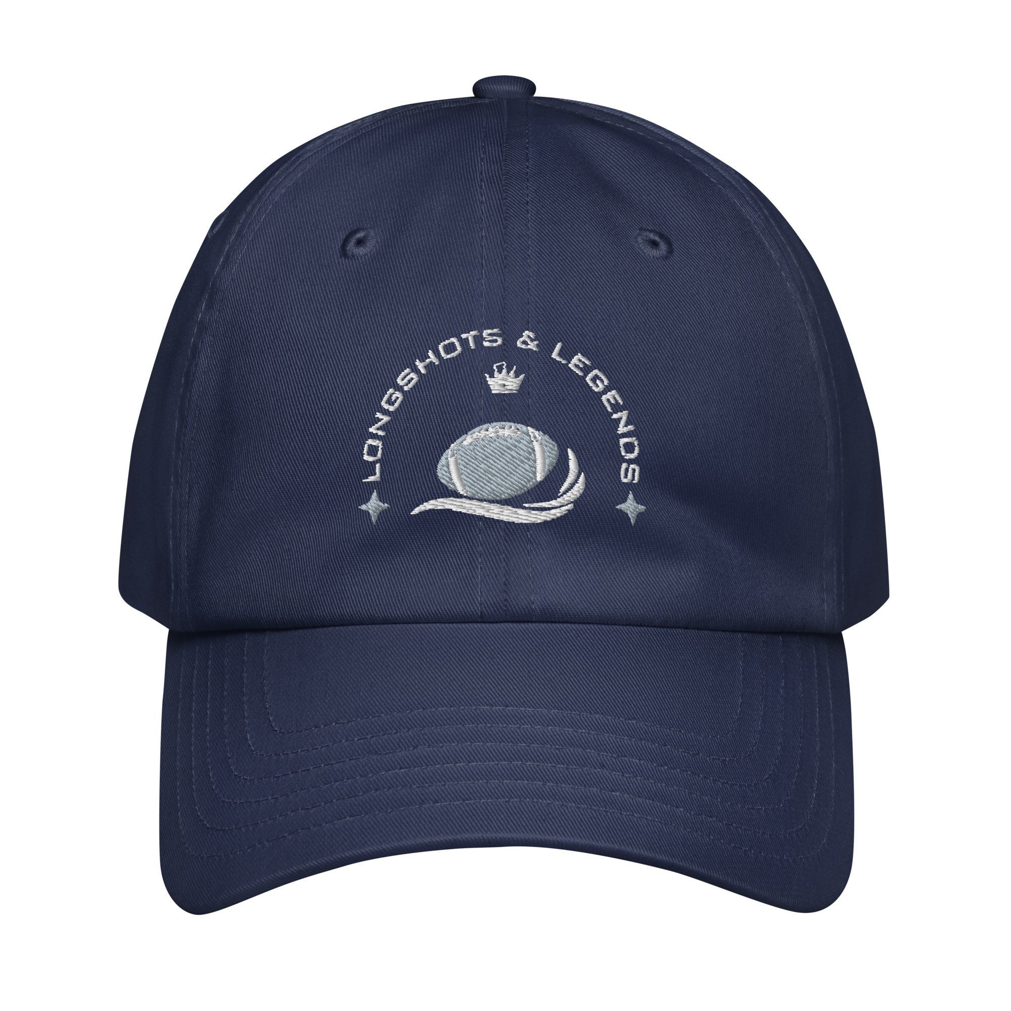 Custom embroidered navy blue Under Armour® hat with football design for teams, coaches and players.