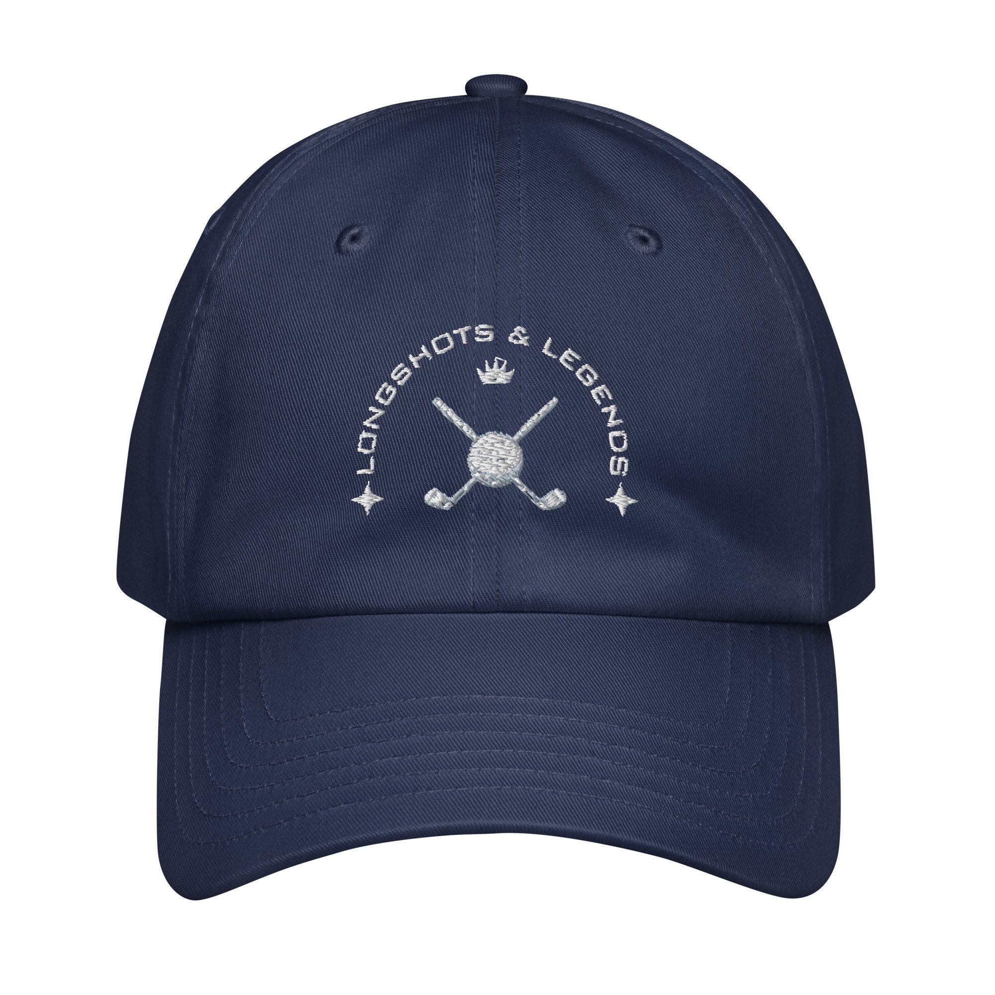 Funny Golf Hat Long Shot Golfer Cap Fathers Day Gift Navy Blue Baseball Cap Golf Accessory Humor Embroidered Team Wear Custom Present Golf Tournament Attire Coach Gift Retirement Gift