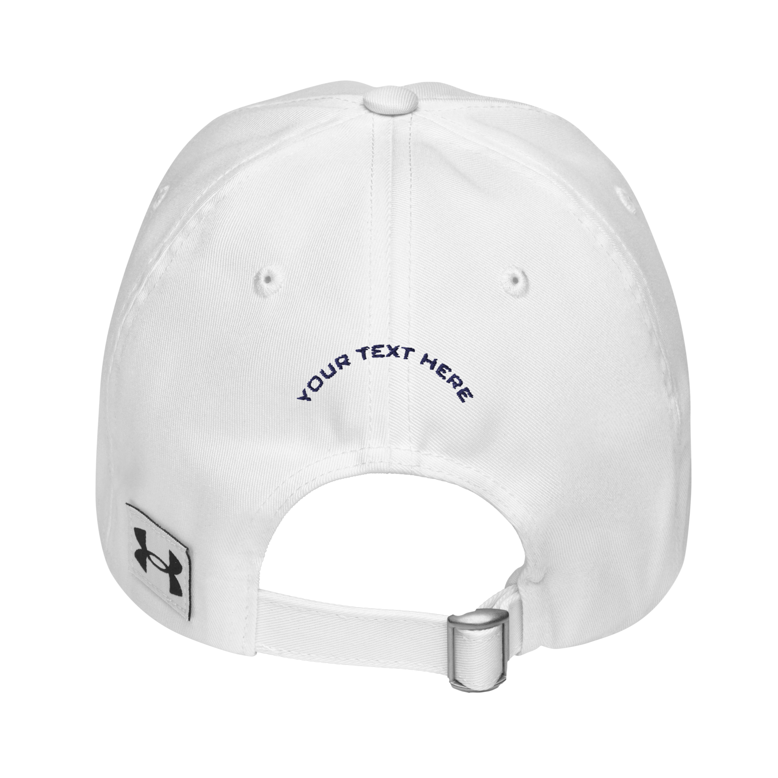 lacrosse design white under armour hat with custom text on back