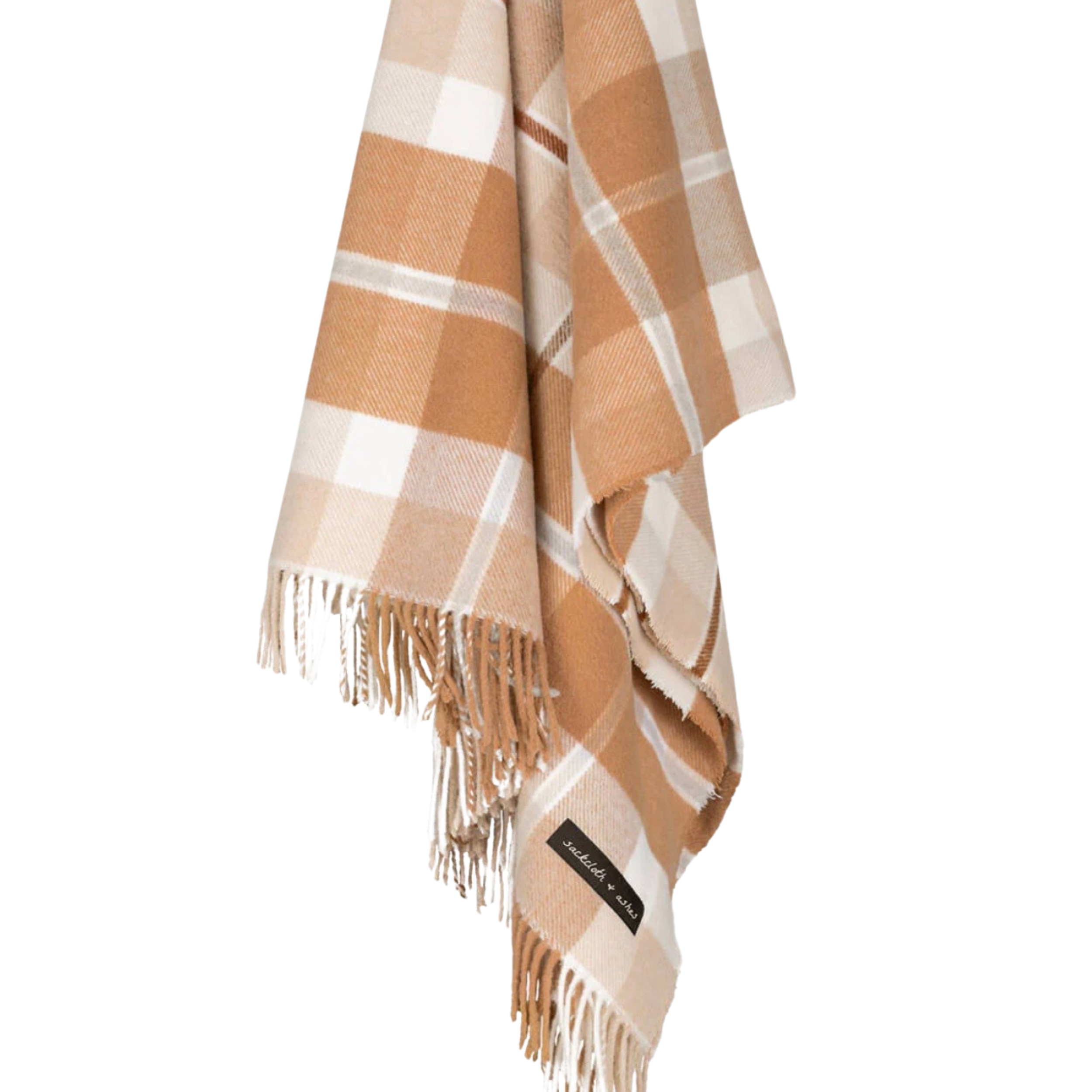 Soft and warm , sustainably made throw blanket in fall plaid colors, good for camping or indoor decor