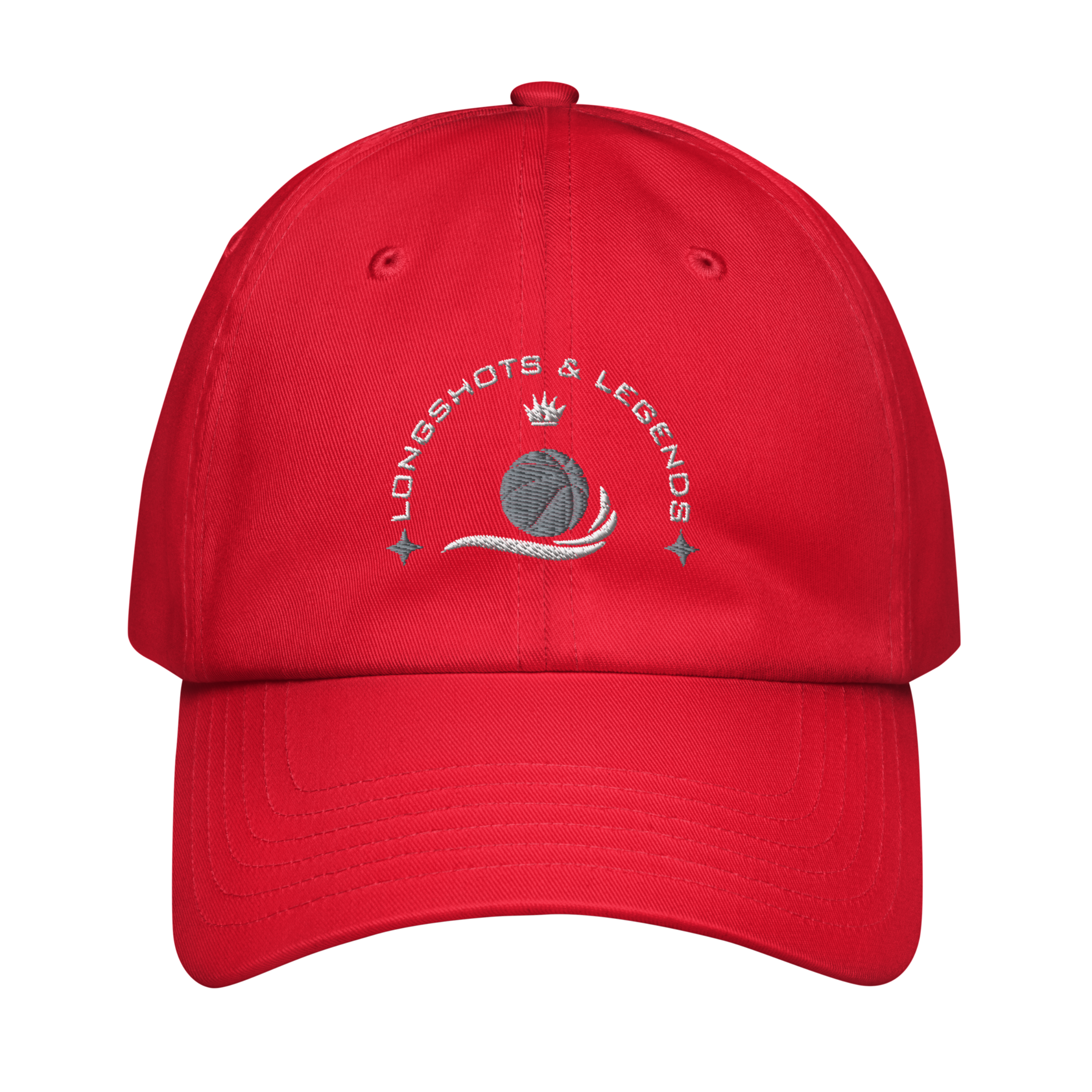 Custom embroidered red Under Armour® hat with basketball design for teams, coaches and players.