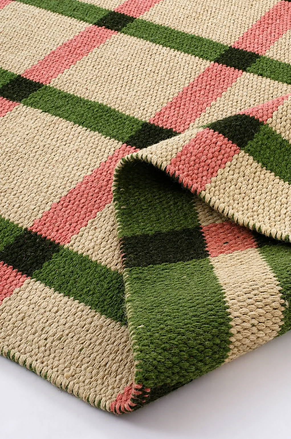 Grid Runner – Forest Green / Blush - 80X305
