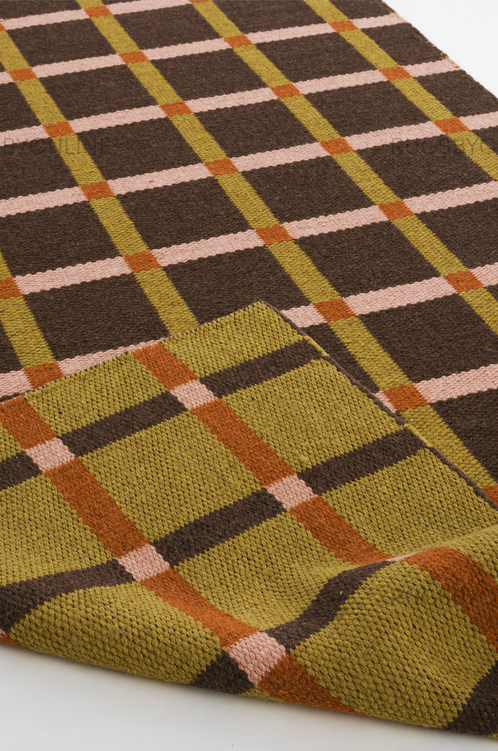Grid Runner – Olive / Chocolate / Blush - 80X305