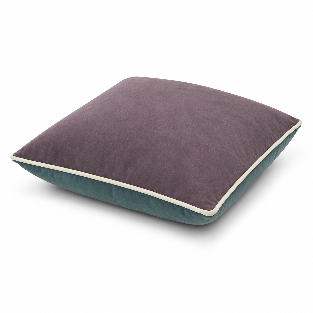 Duo Velvet Cushion — Aubergine / Teal