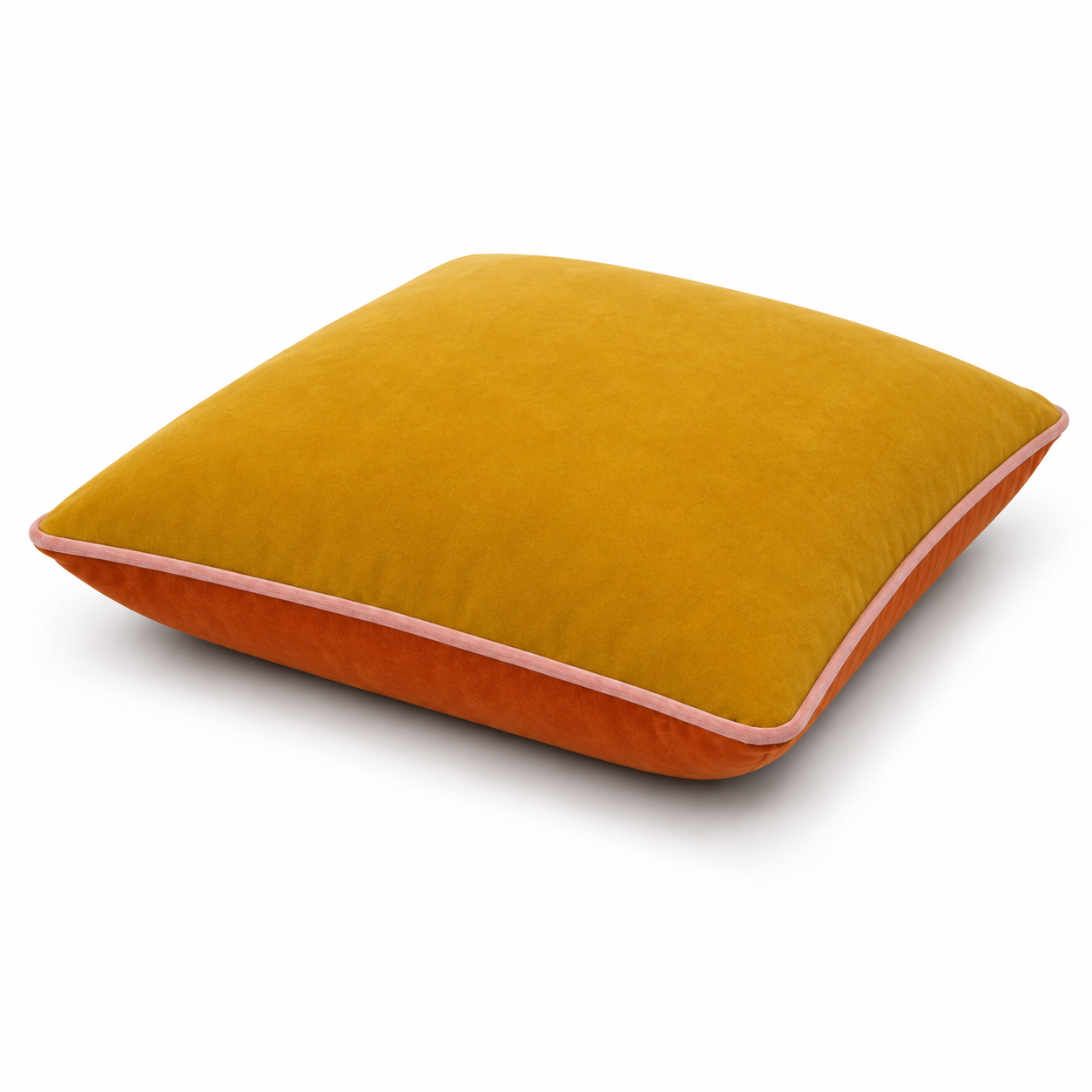 Duo Velvet Cushion — Mustard / Rust