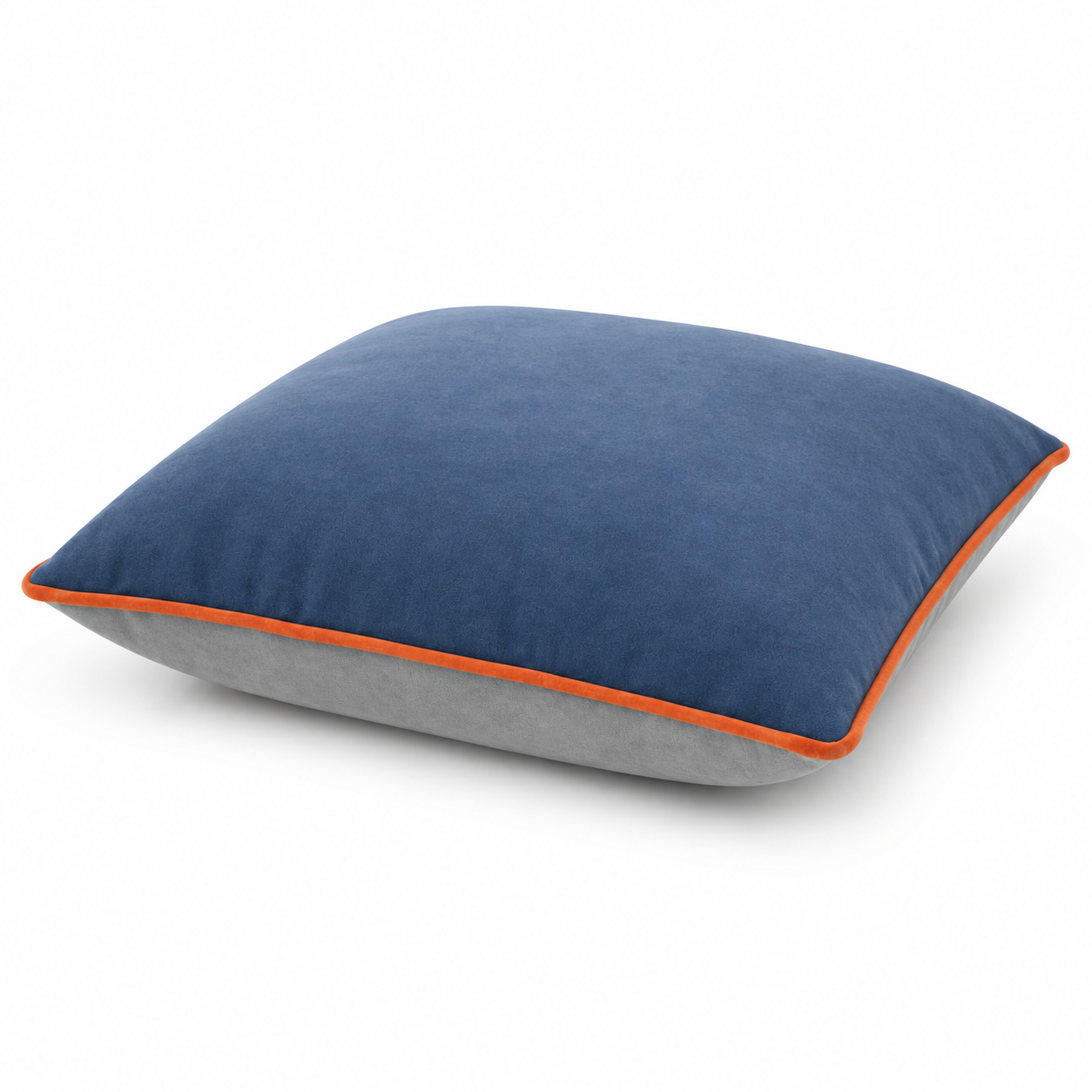 Duo Velvet Cushion — Navy / Grey