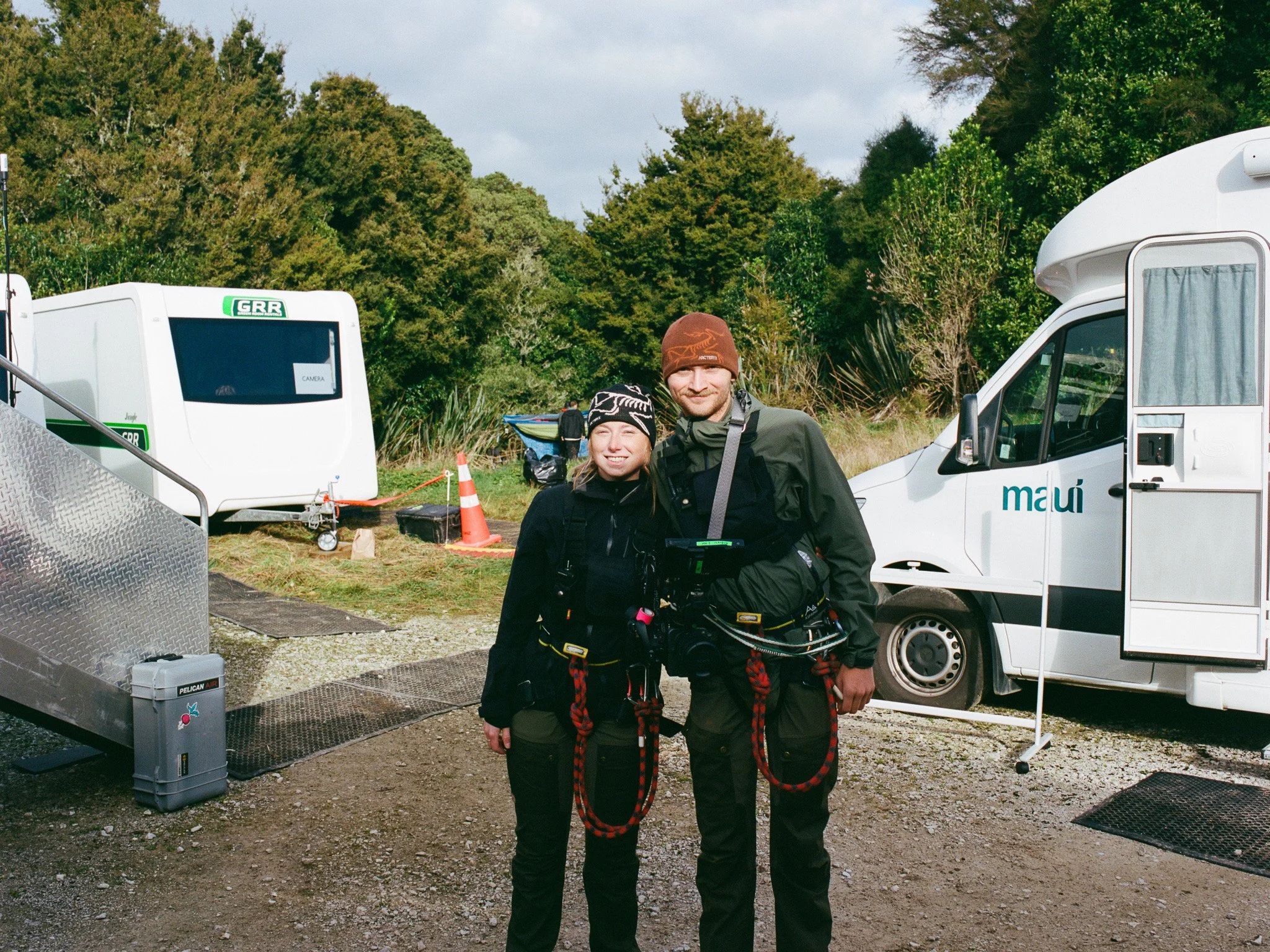 East Elk Camera founders Andrew and Julia Law gearing up to film in a cave for a TV show