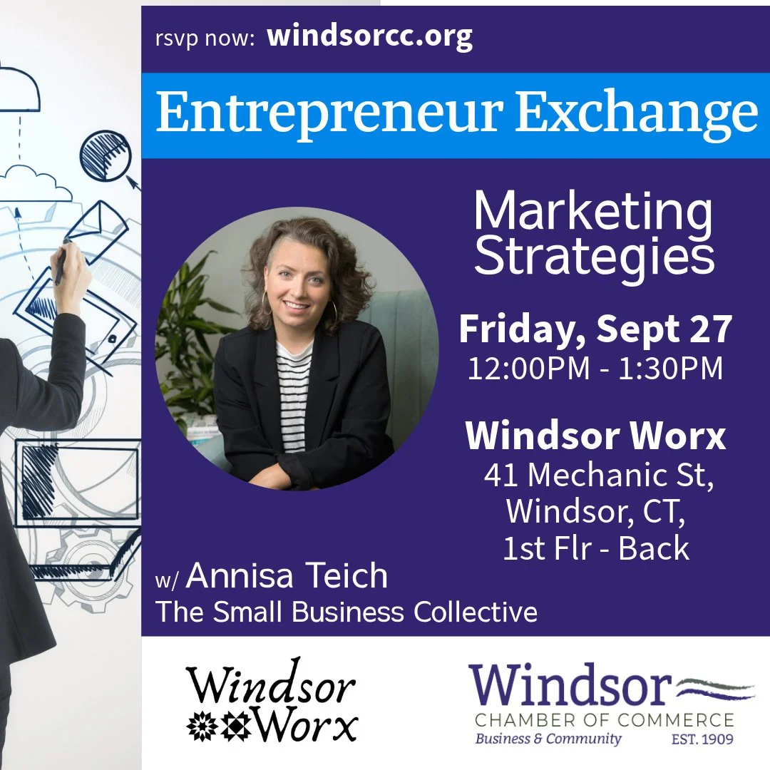 Join us on 9/27 for a conversation on Modern Marketing Strategies with our agency Principal - Annisa Teich - at our satellite office @windsor_worx ⁠
⁠
Register at the link in our bio or below!⁠
⁠
https://windsorchamberofcommercect.growthzoneapp.com/c
