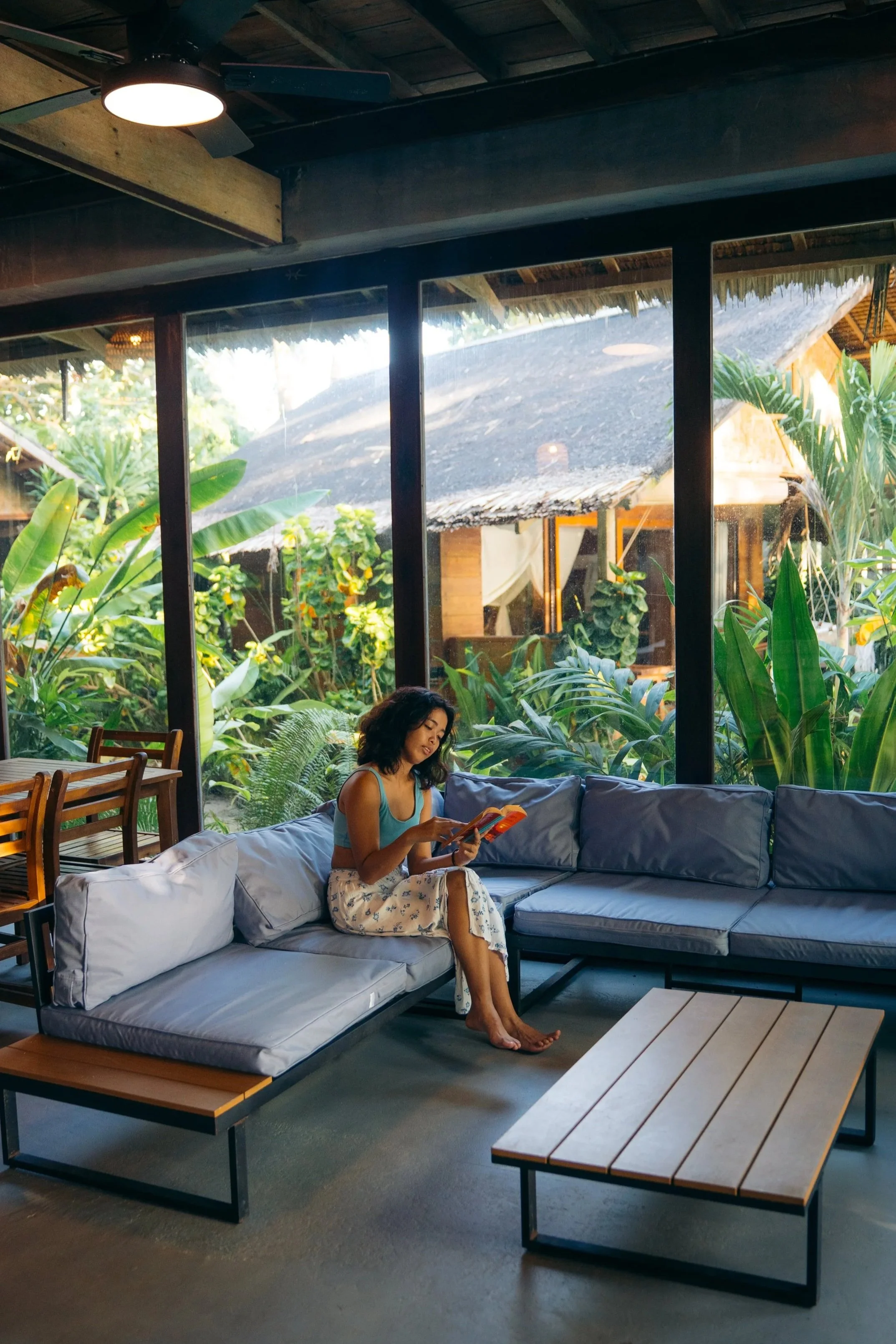 Well With Avril Retreat Guest journaling at Siargao Yoga Retreat