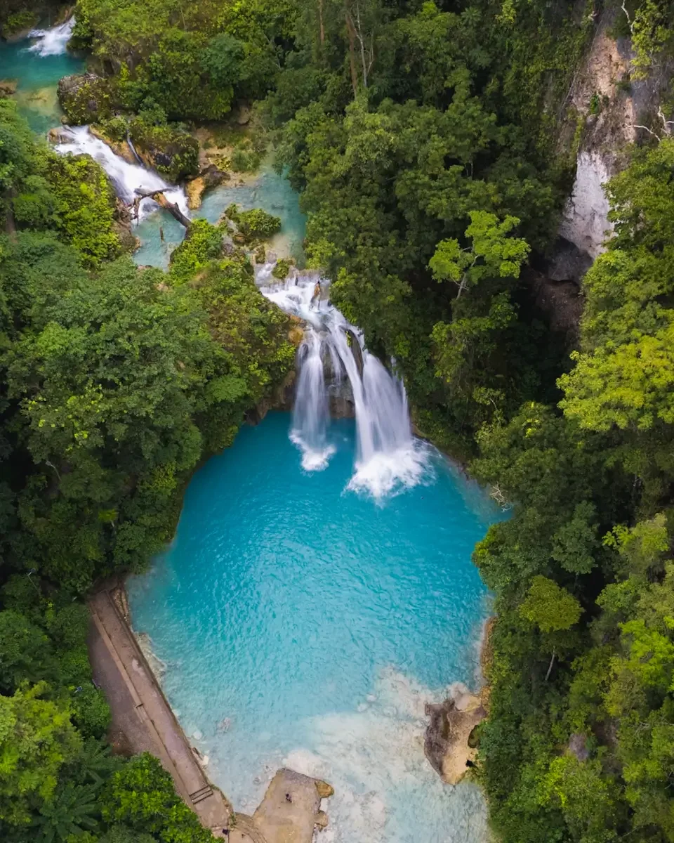 Aerial view of Kawasan Falls in Moalboal Cebu for Daloy Post Yoga Retreat Extension