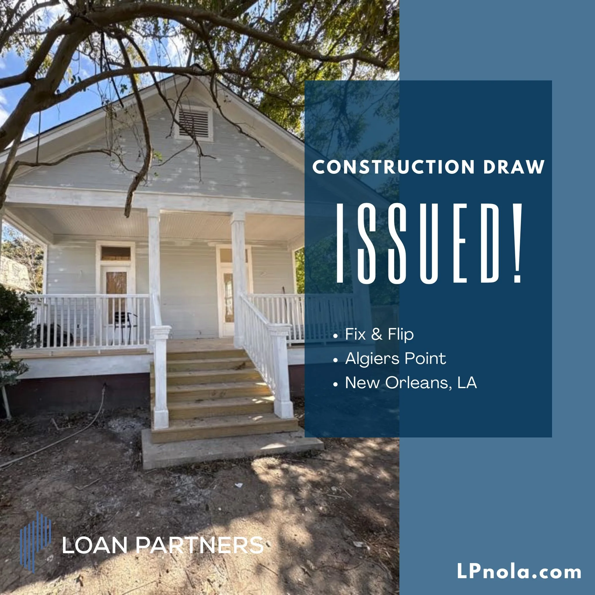 New Orleans Fix &amp; Flip ✅

Construction Draw Issued in Algiers Point!

Let&rsquo;s build something great together.

#LoanPartners #RealEstateFunding #NOLA