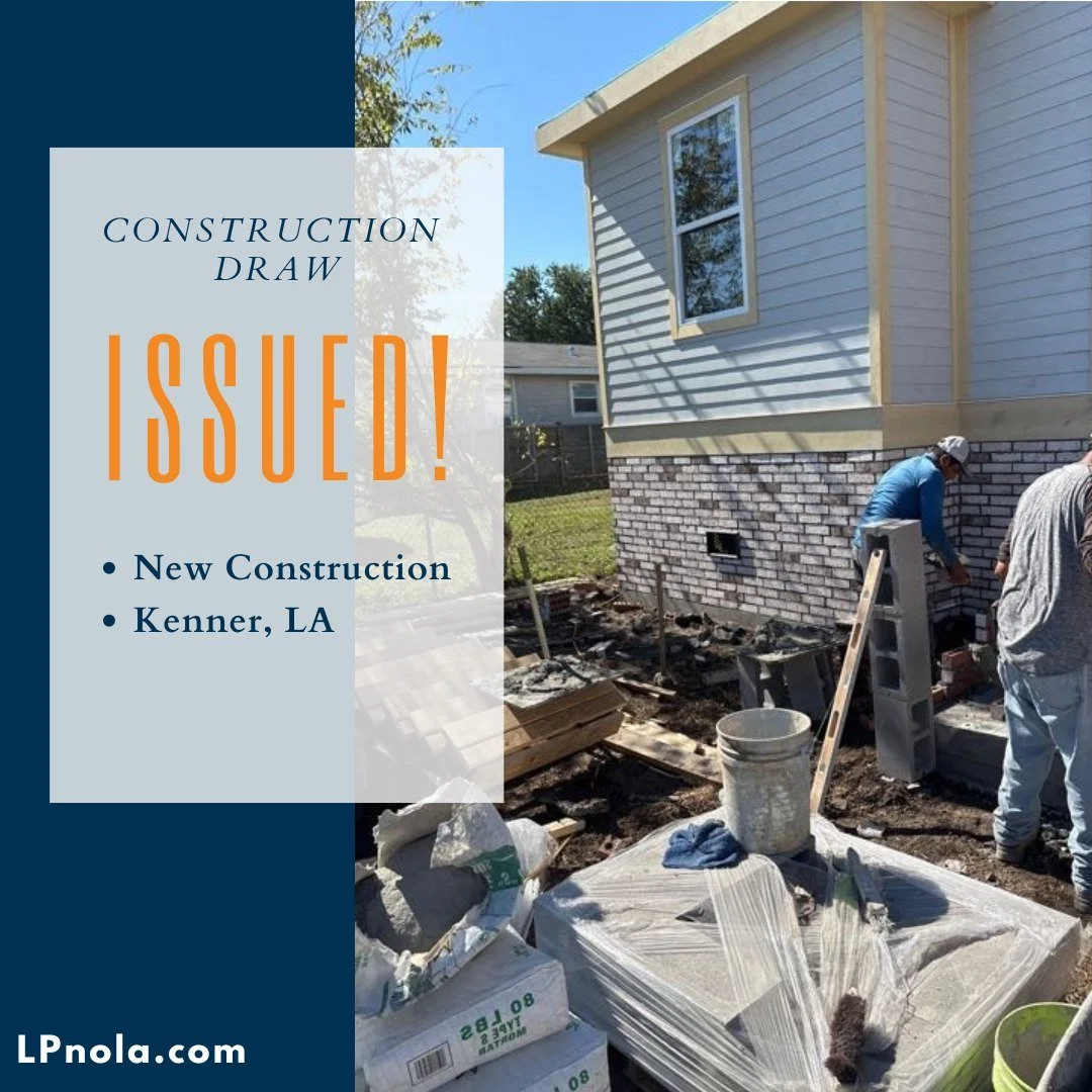 Brick by brick, progress continues.  construction draw issued in Kenner! 🧱🚧
