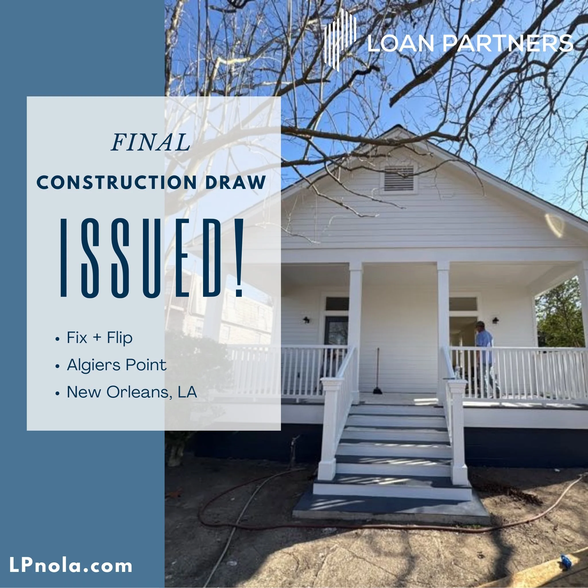 🏡 Final Construction Draw Issued in Algiers Point ⚜️
Swipe to see progress back to the beginning!

This new construction home is officially nearing completion, and we&rsquo;re proud to have supported the project from the ground up. 

Looking to fund