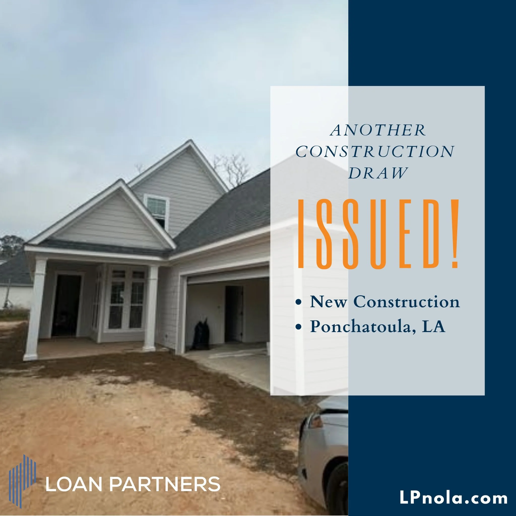 Construction doesn&rsquo;t wait &mdash; and funding shouldn&rsquo;t either.

We&rsquo;ve issued another draw to help keep this Ponchatoula build progressing smoothly.

📞 Let&rsquo;s talk construction financing for your next project.

#lpnola #Constr