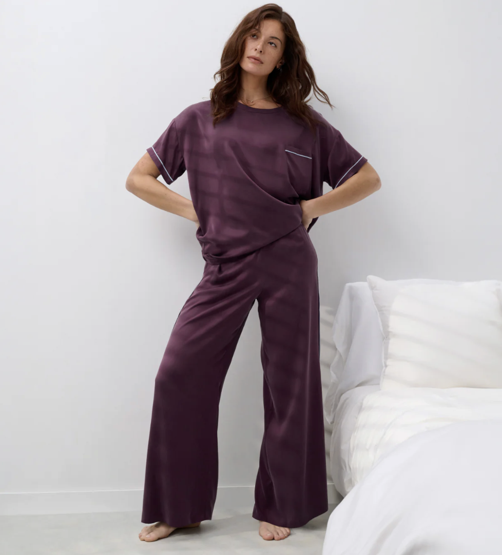 Lunya Washable Silk Piped Tee