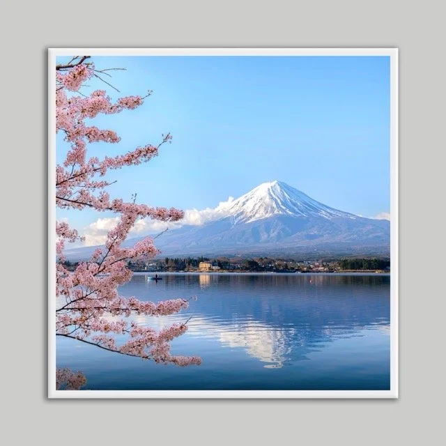 Mount Fuji Blossum Wooden Framed Print