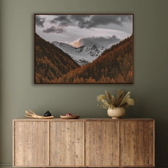 Snowy Mountain  Wooden Framed Poster