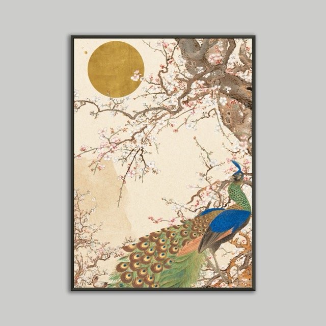 Cherry Blossum Peacock Metal Framed Poster